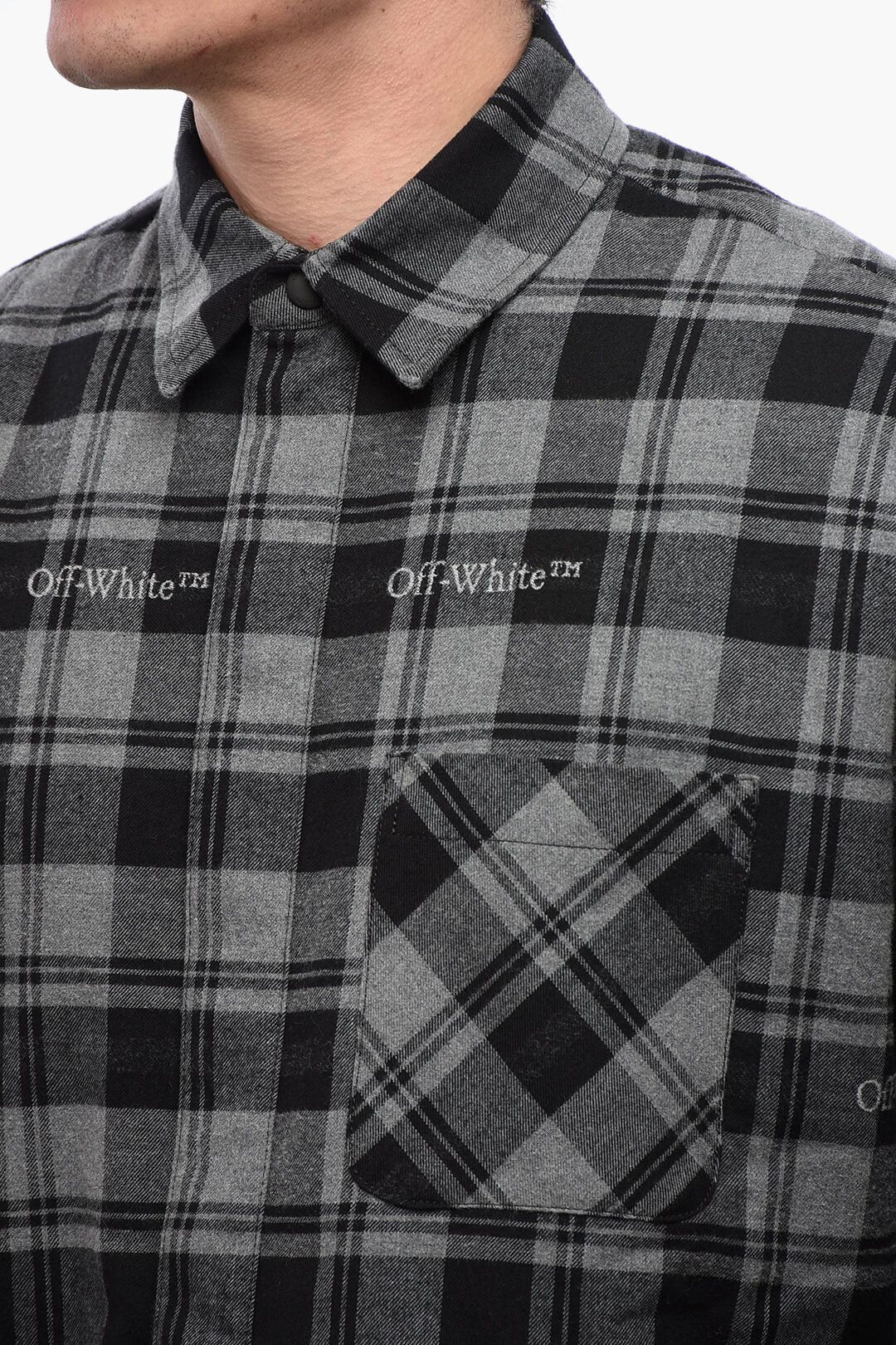 Off-White og1mm0526 Checked Flannel-Lined Overshirt in Gray/Black Size US M / EU 48-50 / 2 - 3 Thumbnail