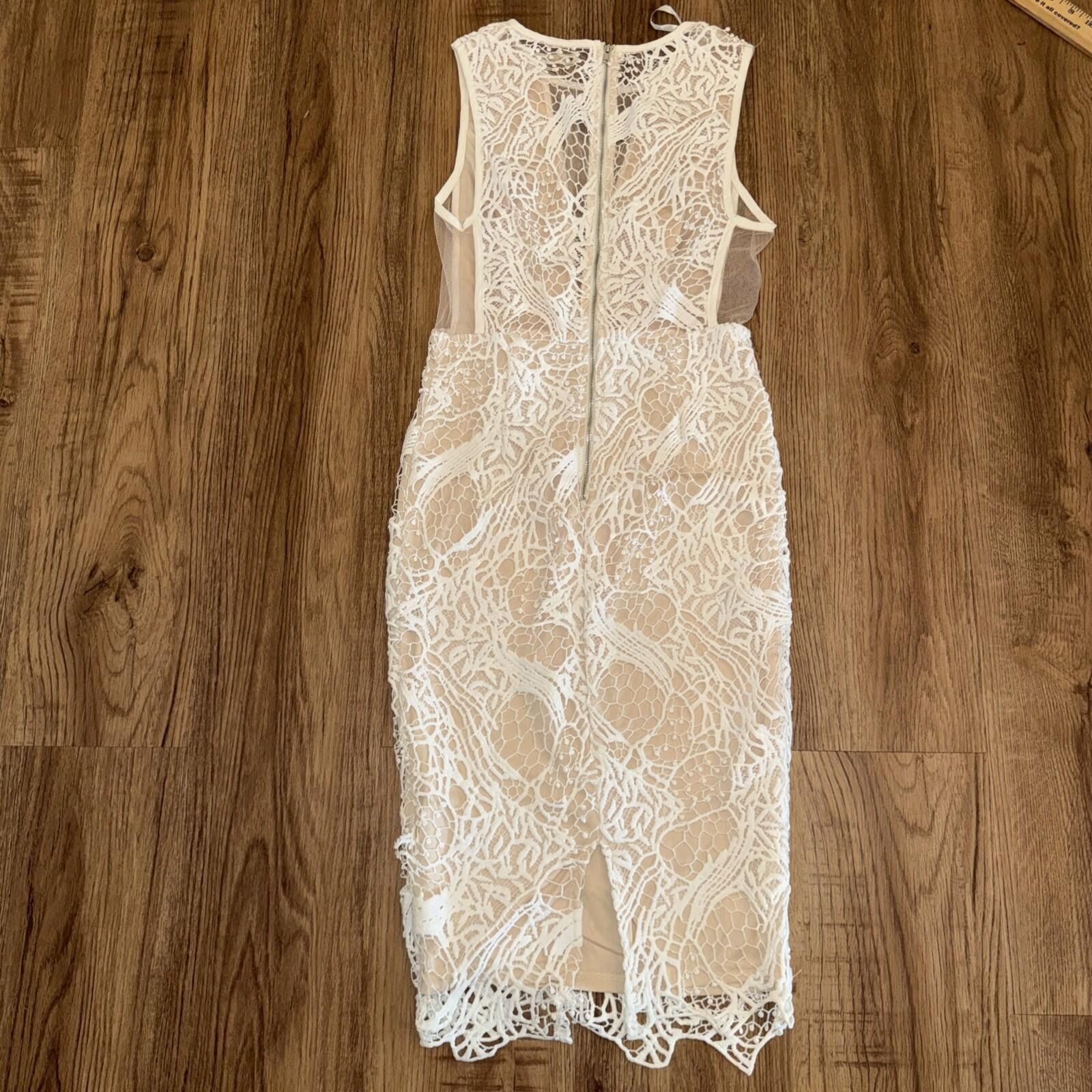 Other Here Comes the Sun Crochet Lace Midi Dress White Nude Fitted Size S / US 4 / IT 40 - 9 Thumbnail