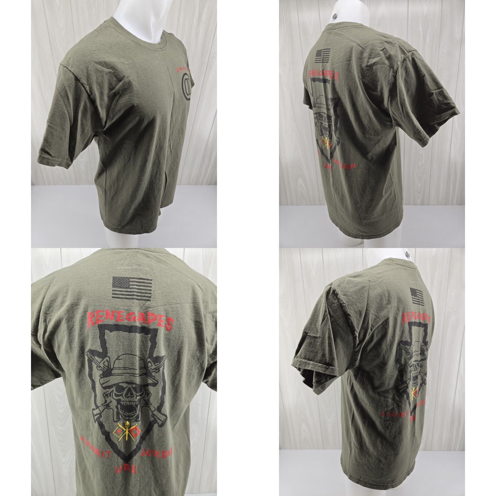 Hanes C company 115th Expeditionary Signal Battalion Renegades Men's Green T Shirt L Size US L / EU 52-54 / 3 - 8 Thumbnail