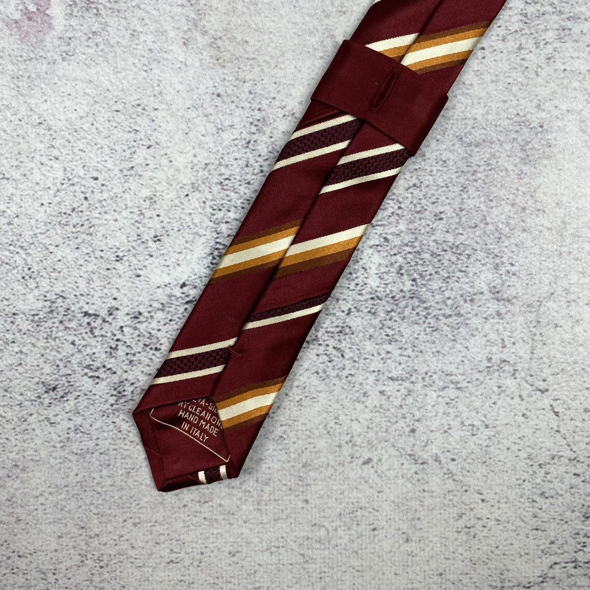 ITALO FERRETTI Men’s Tie Pure Silk Red Striped