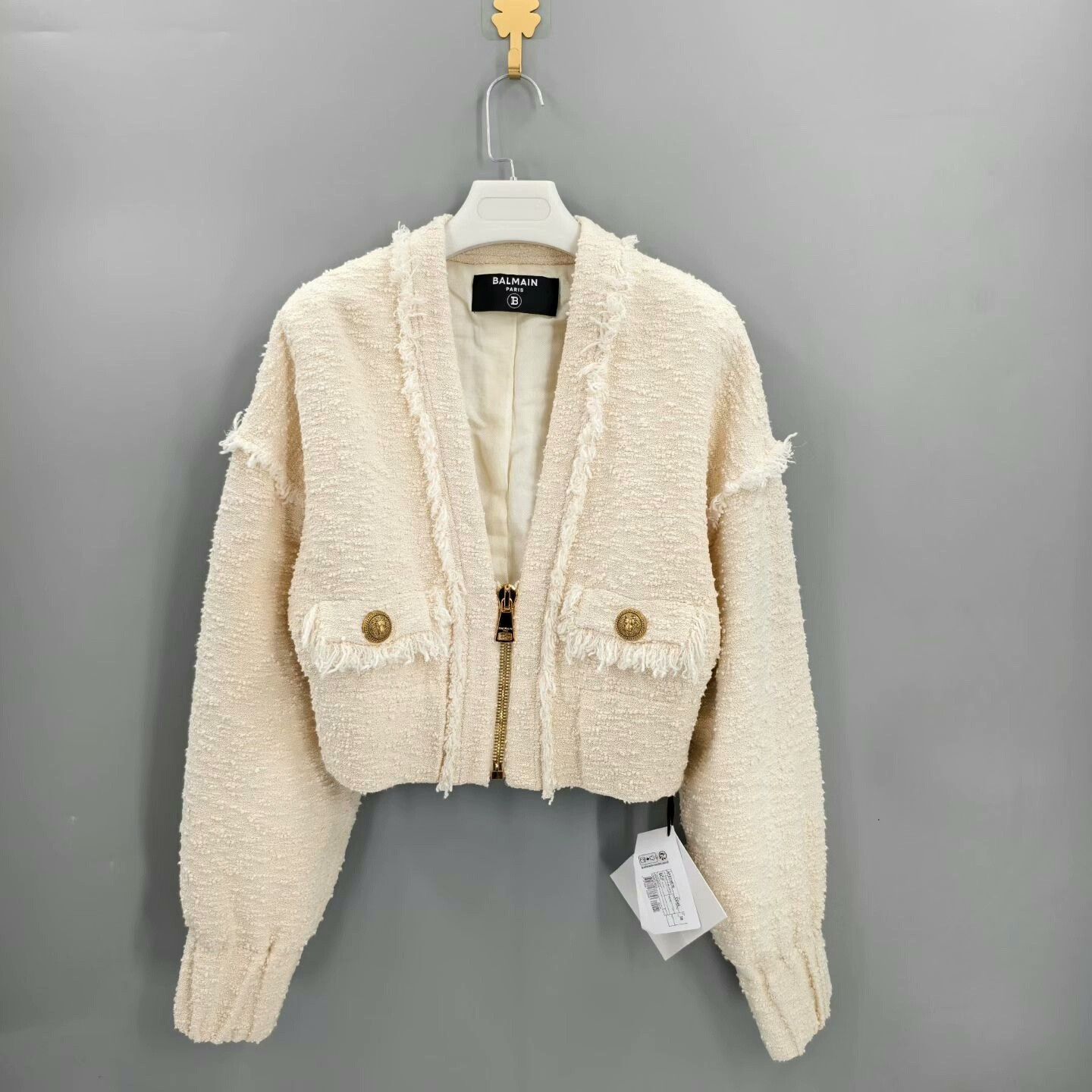 Balmain Balmain White Knit Coat Size S / US 4 / IT 40 - 1 Thumbnail