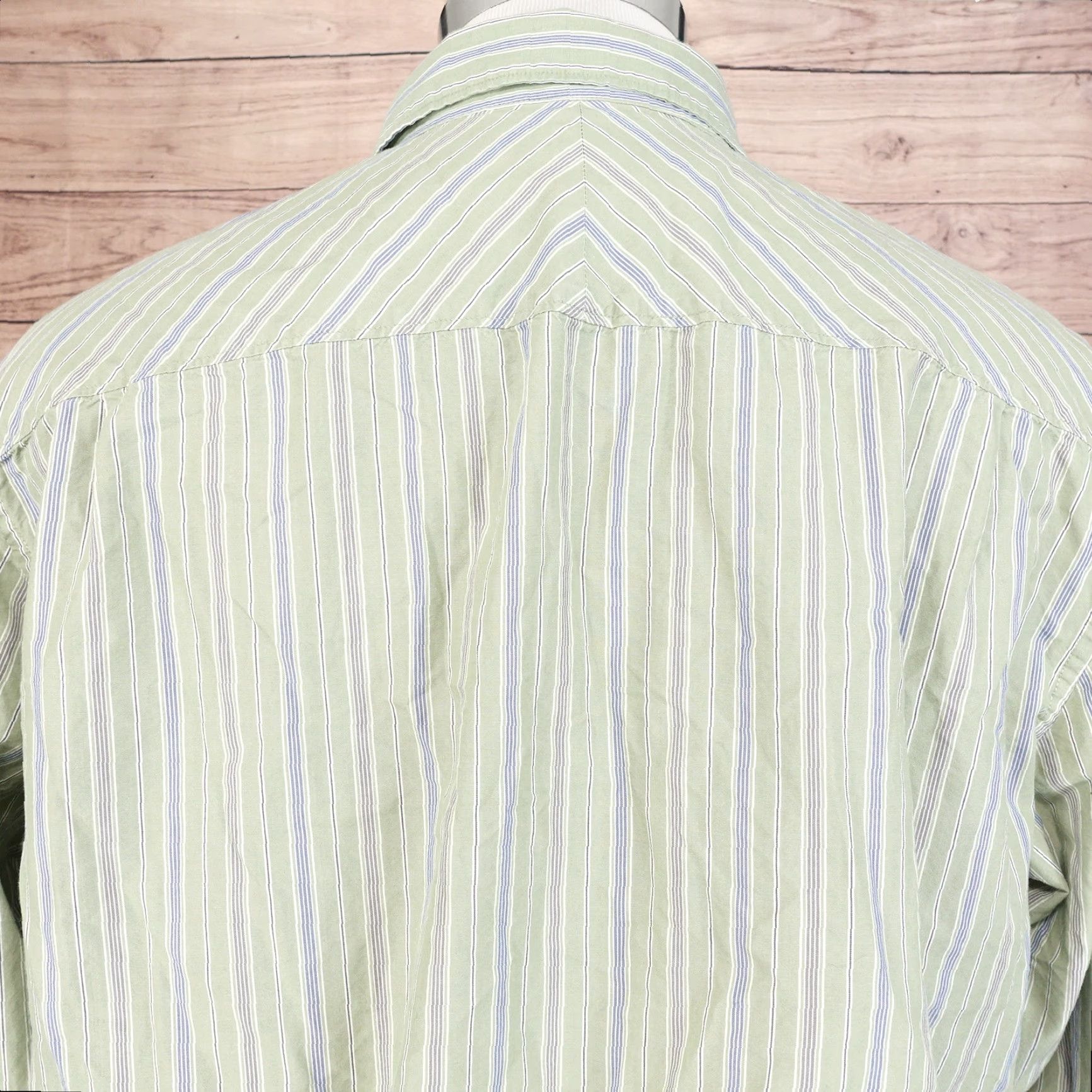 Liz Claiborne VINTAGE CLAIBORNE Shirt Men XL Green Striped Button-Down Cotton 25.5" Pit to Pit 60s 70s (if applicable) Size US XL / EU 56 / 4 - 5 Thumbnail