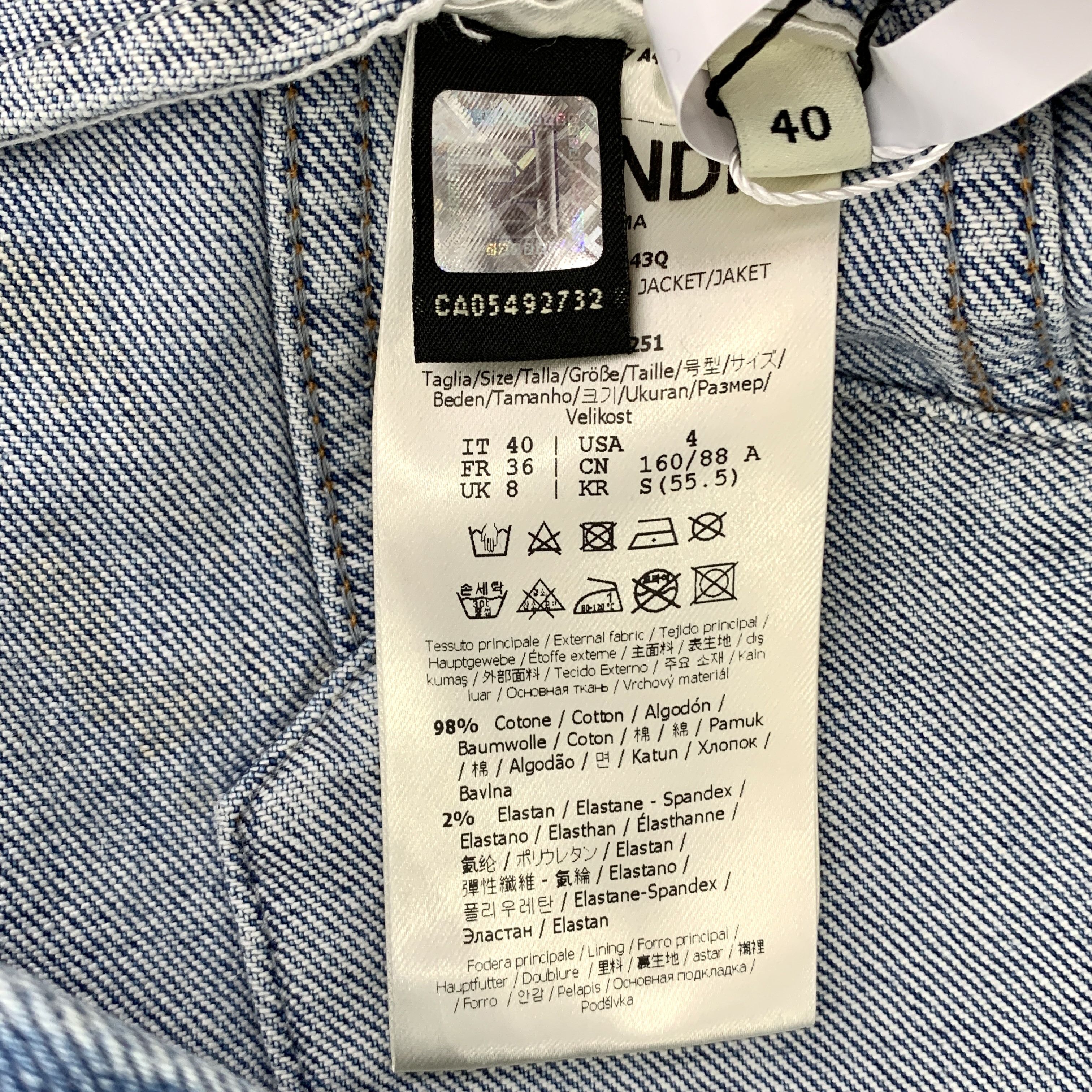 Fendi J14957 Fendi Womens Blue Denim Jacket Size M / US 6-8 / IT 42-44 - 8 Thumbnail