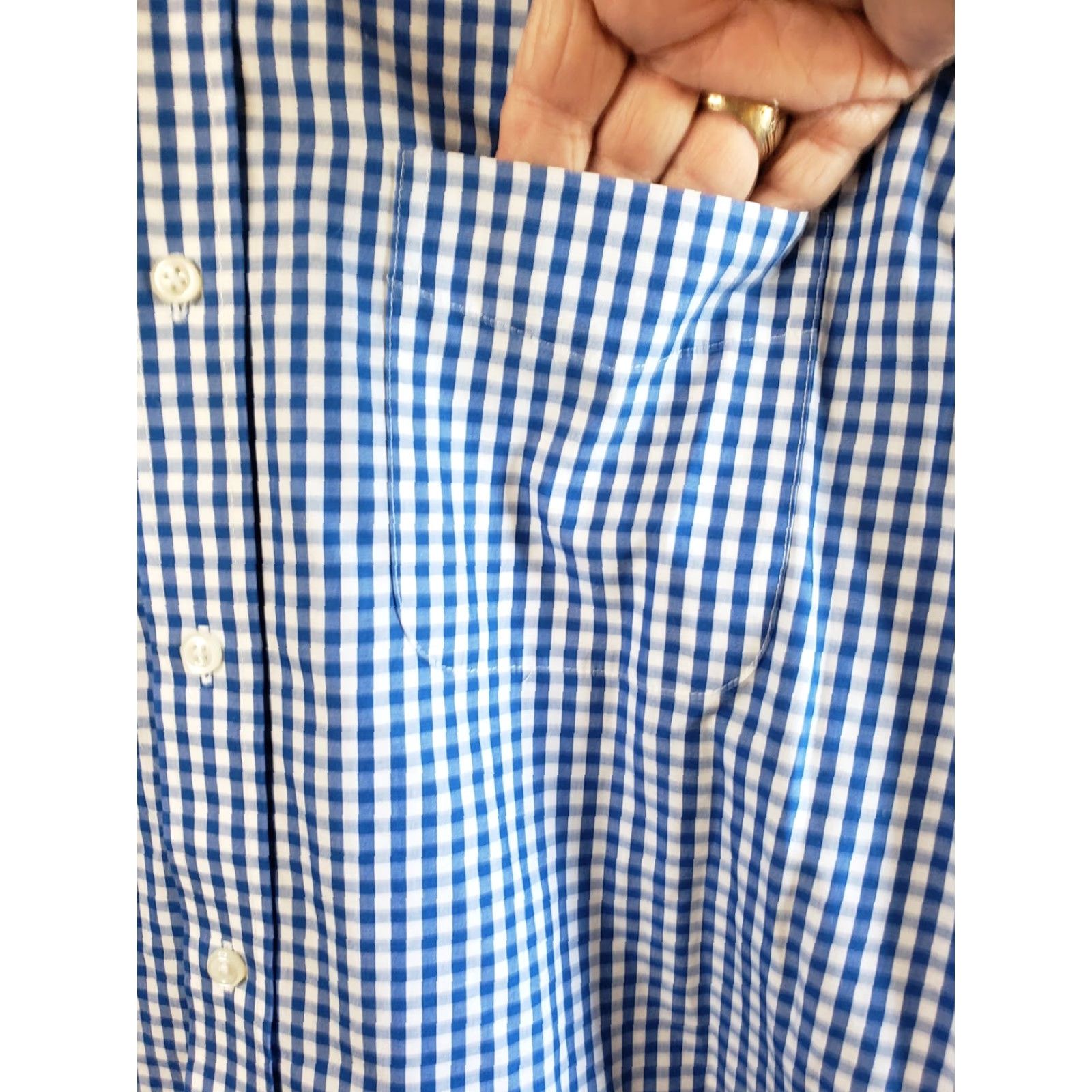 Vintage LL Bean Mens L Reg. Blue White Check Button-Up L. Sleeve Shirt Wrinkle Resistant Size US L / EU 52-54 / 3 - 5 Thumbnail