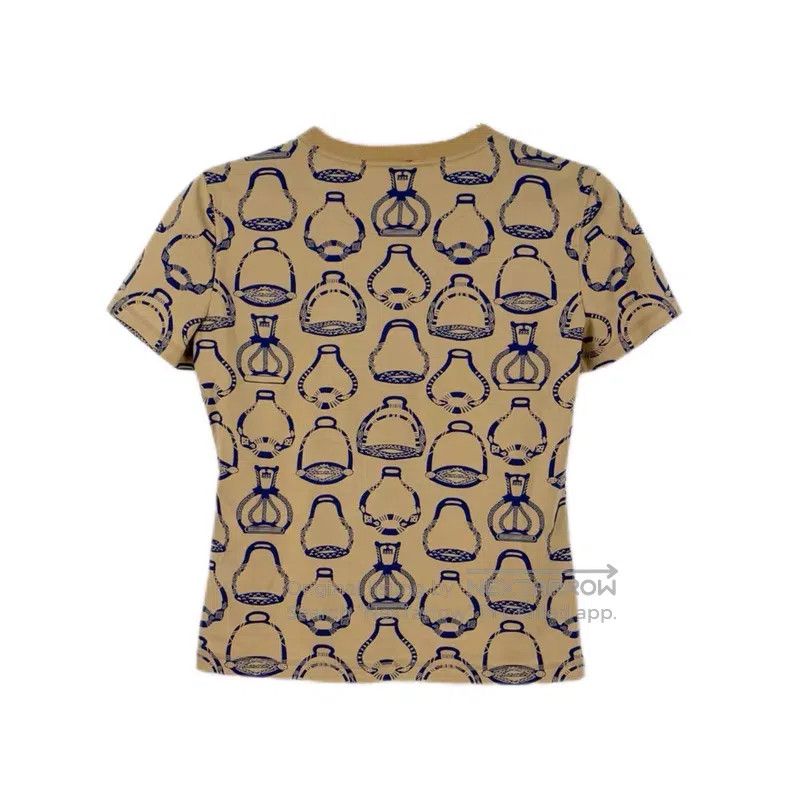 Hermes Hermes Khaki Full Pattern Short Sleeve Size XS / US 0-2 / IT 36-38 - 2 Thumbnail