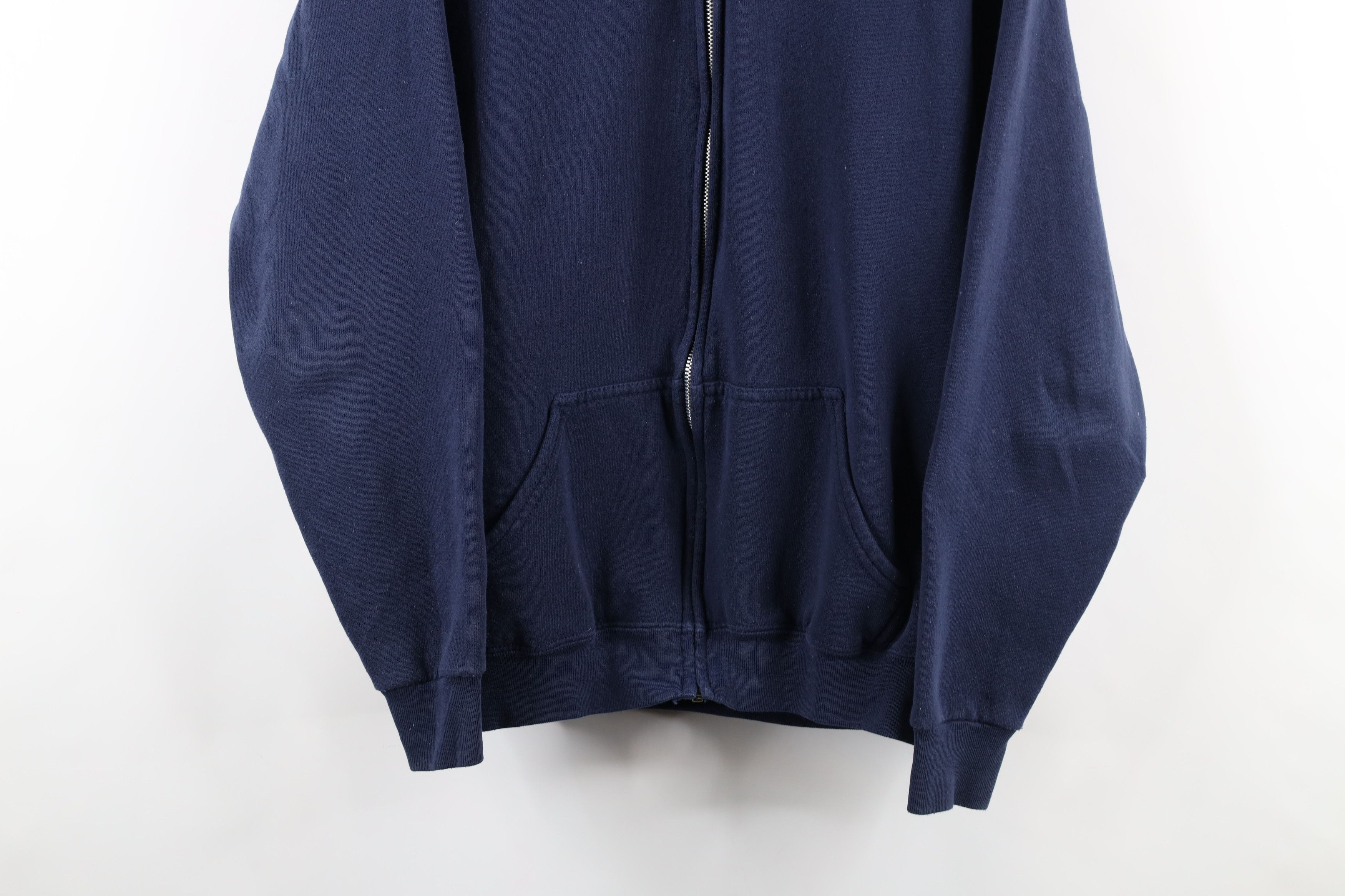 Vintage Vintage 90s Streetwear Blank Full Zip Hoodie Sweatshirt Blue Size US M / EU 48-50 / 2 - 3 Thumbnail