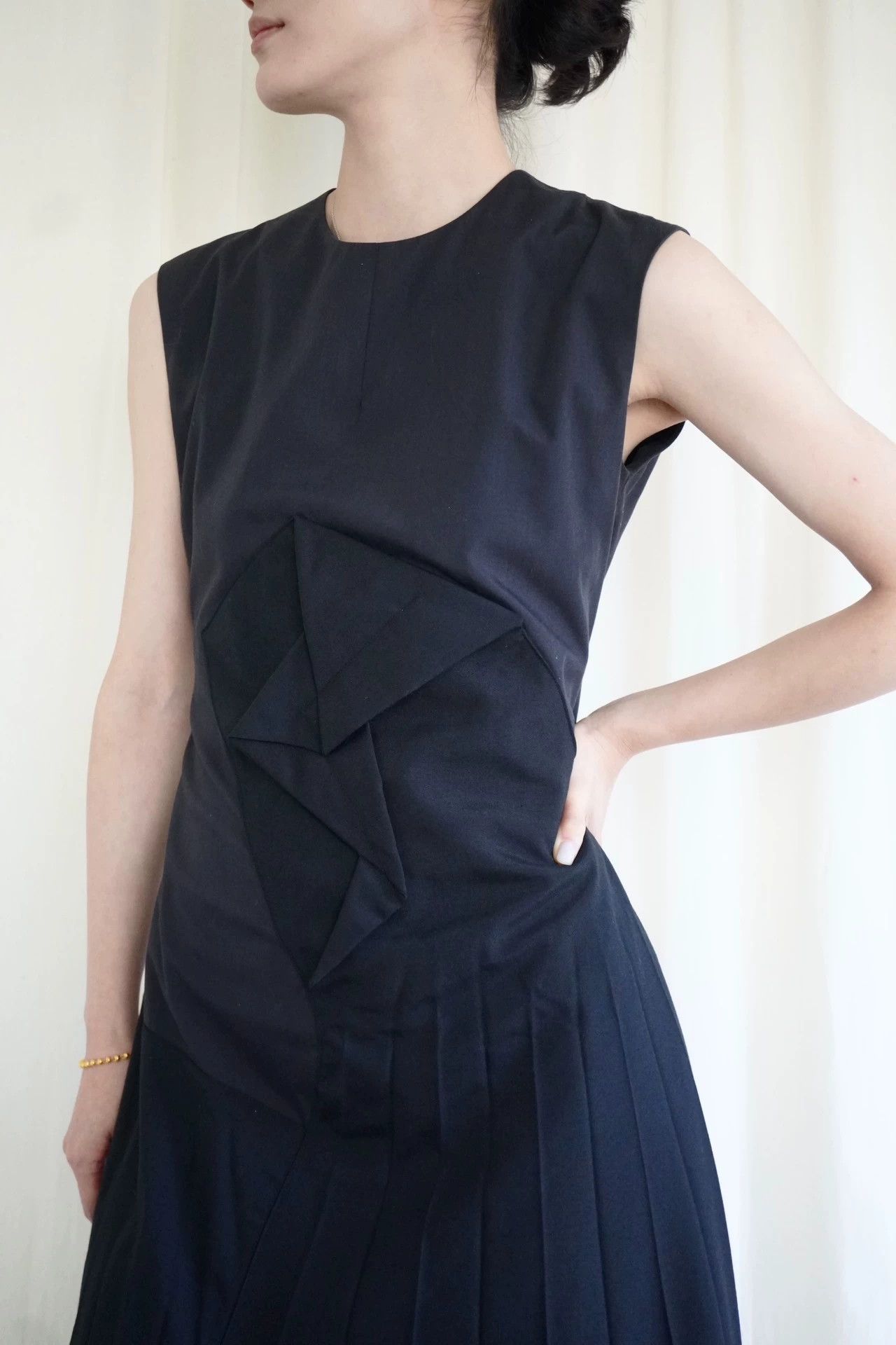 Masaki Matsushima Masaki Matsushima 1998 Geometric Origami Pleated Sleeveless Dress Size S / US 4 / IT 40 - 5 Thumbnail