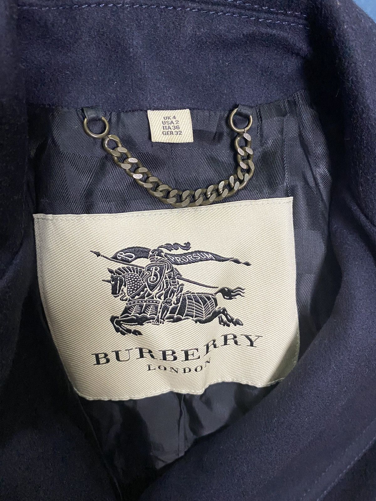 Burberry Burberry Navy Blue and Gold Wool Double Breasted Trench Coat Size XS / US 0-2 / IT 36-38 - 7 Thumbnail