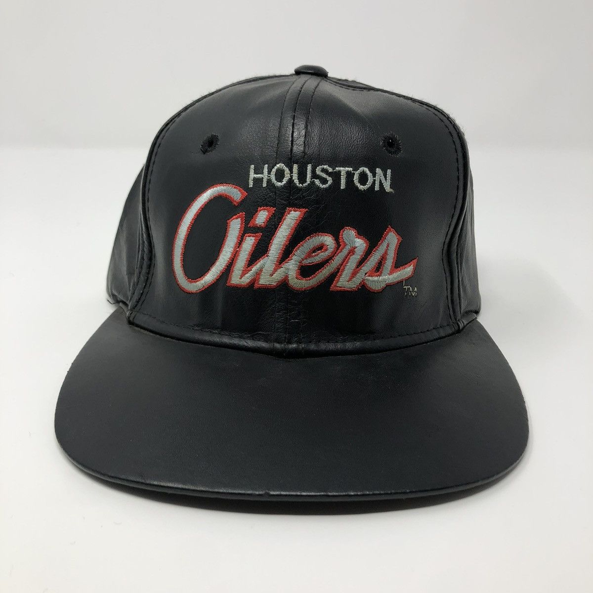 NFL × Sports Specialties × Vintage Sports Specialties Vintage Houston Oilers Script Leather Hat Size ONE SIZE - 2 Thumbnail