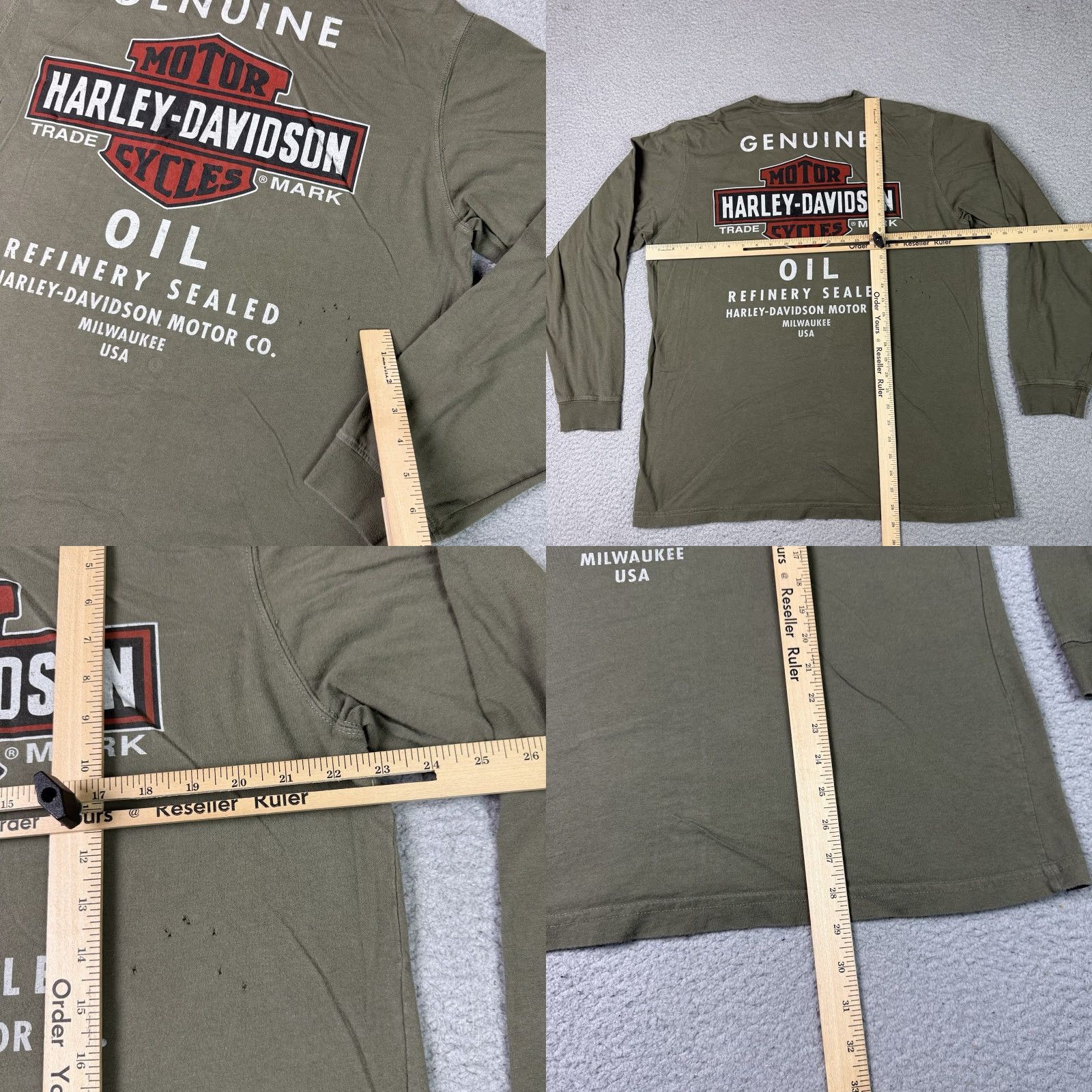Harley Davidson VINTAGE Harley Davidson Shirt Adult XL Green Distressed Long Sleeve Casual HDMC Logo Men Size US XL / EU 56 / 4 - 9 Thumbnail