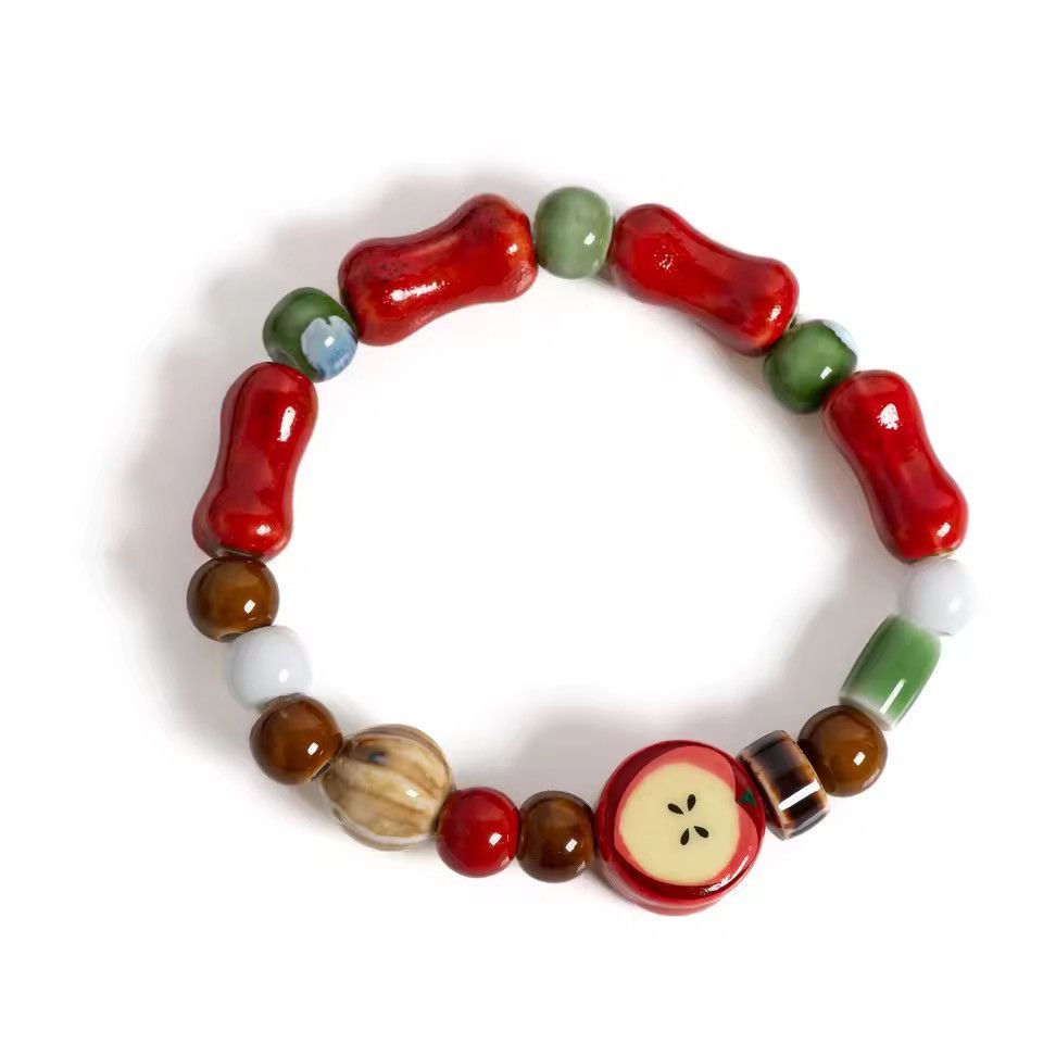 Jewelry Apple Fruit Bone Bead Ceramic Bracelet Size ONE SIZE - 8 Thumbnail