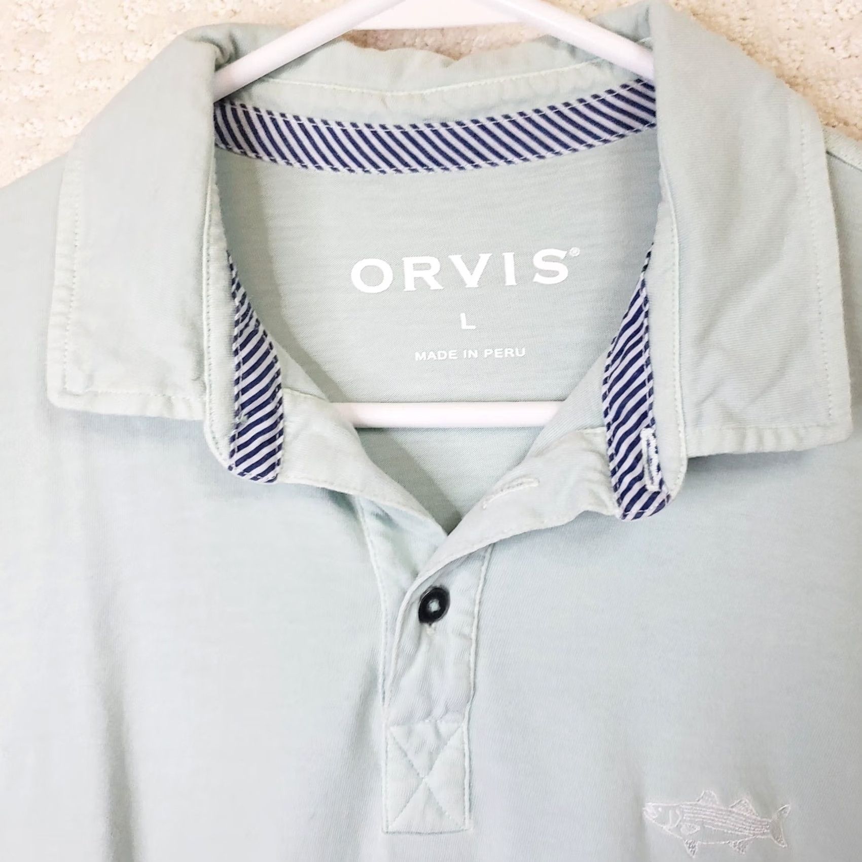 Orvis Orvis Polo Shirt Mens L Blue 100% Cotton Knit Short Sleeve Logo Embroidered Polo Golf Fishing Outdoor Preppy Beach Sports Shirt Size US L / EU 52-54 / 3 - 5 Thumbnail