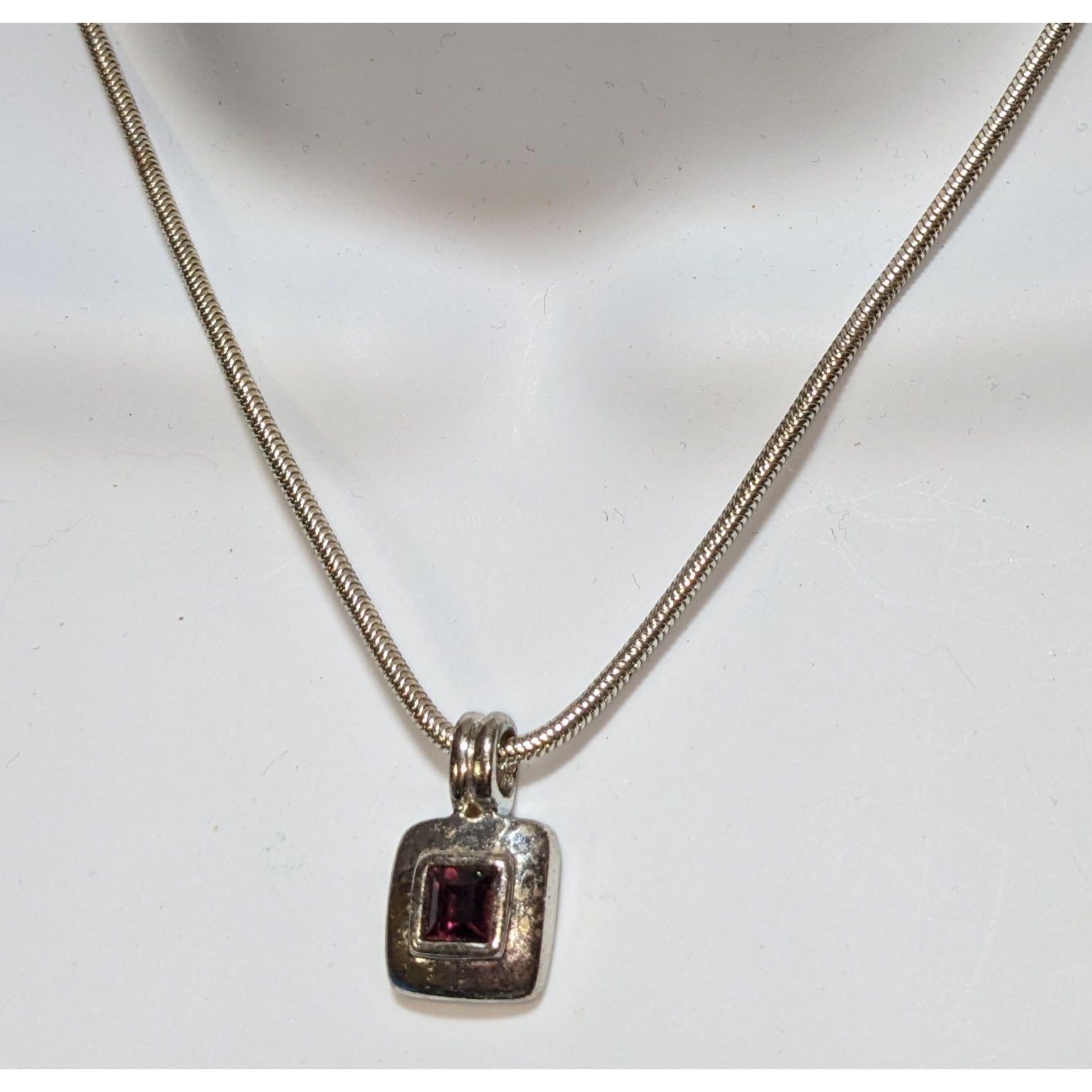 Other Vintage Square Pendant Necklace With Purple Faceted Stone Size ONE SIZE - 6 Thumbnail