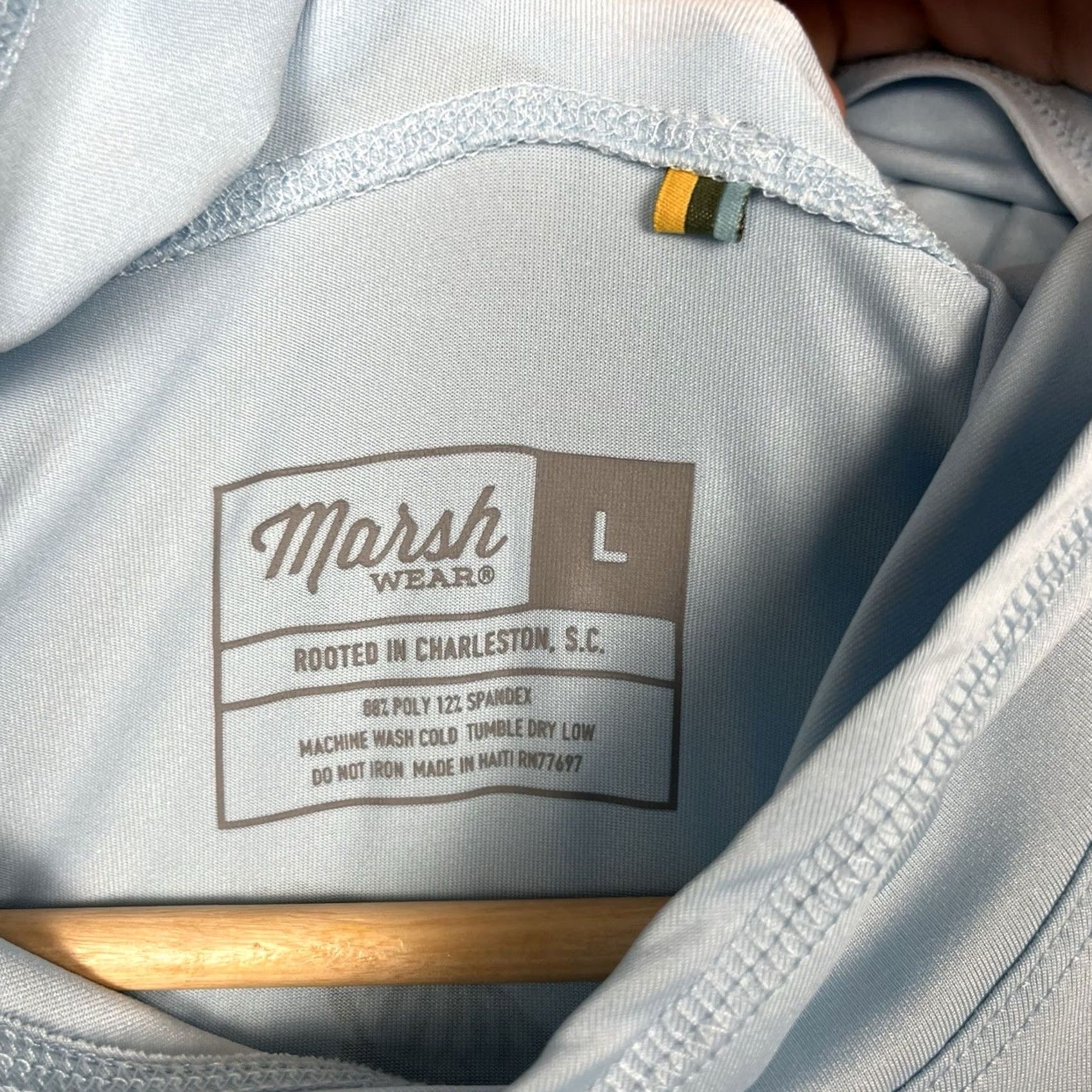 Vintage Marsh Wear Tropics Tech Hoodie Mens Large Blue Performance Fish Stretch UPF40 Size US L / EU 52-54 / 3 - 3 Thumbnail