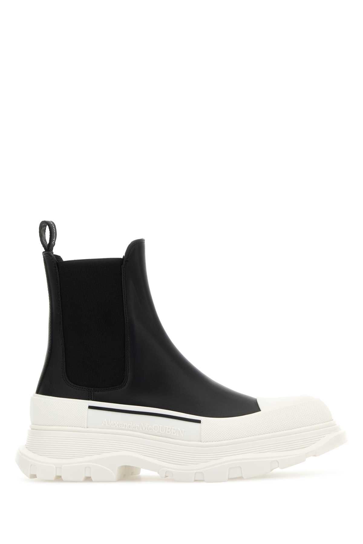Black Nappa Leather Tread Slick Ankle Boots