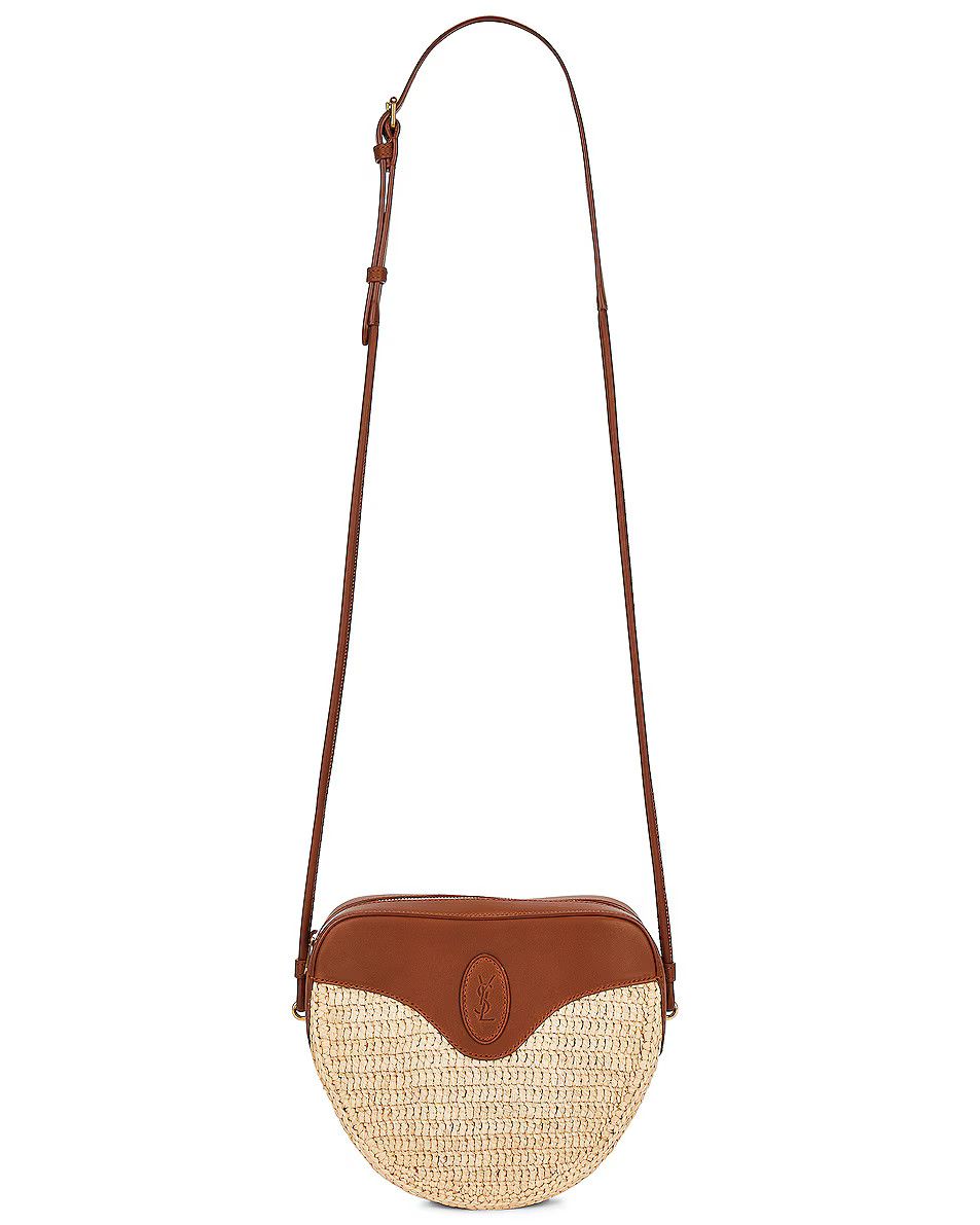 Saint Laurent Paris o1bcso1str0425 Size: OS/Le Coeur In Raffia in Natural/Brick Size ONE SIZE - 1 Thumbnail