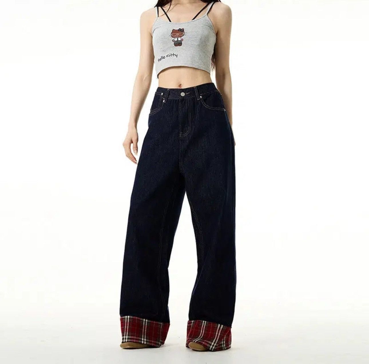 Other Plaid Wide-leg jeans Size US 36 / EU 52 - 5 Thumbnail