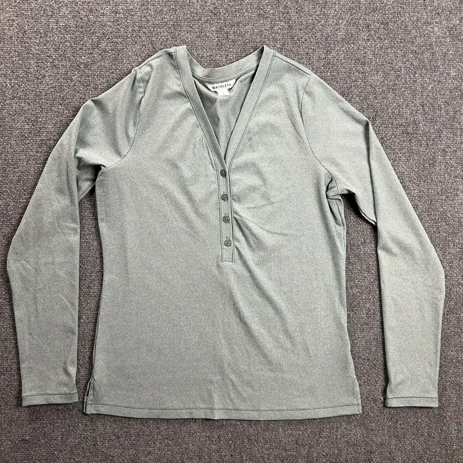 Athleta Athleta Top Womens Large V-Neck Henley Casual Long Sleeve Size L / US 10 / IT 46 - 1 Thumbnail