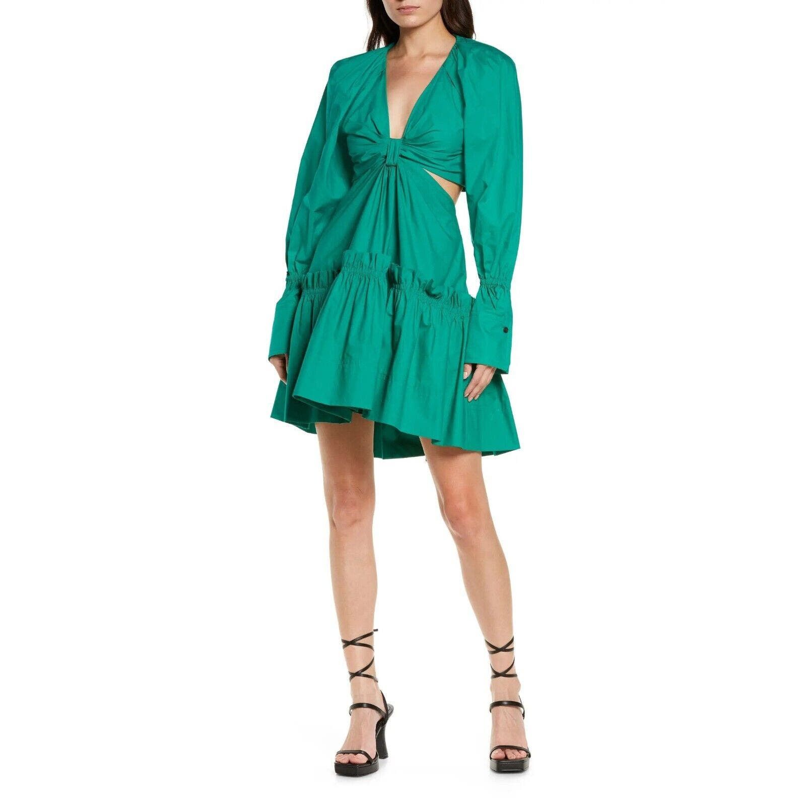 image of A L C A.l.c. Women Viridian Green Cutout Long Sleeve Dress Size 2