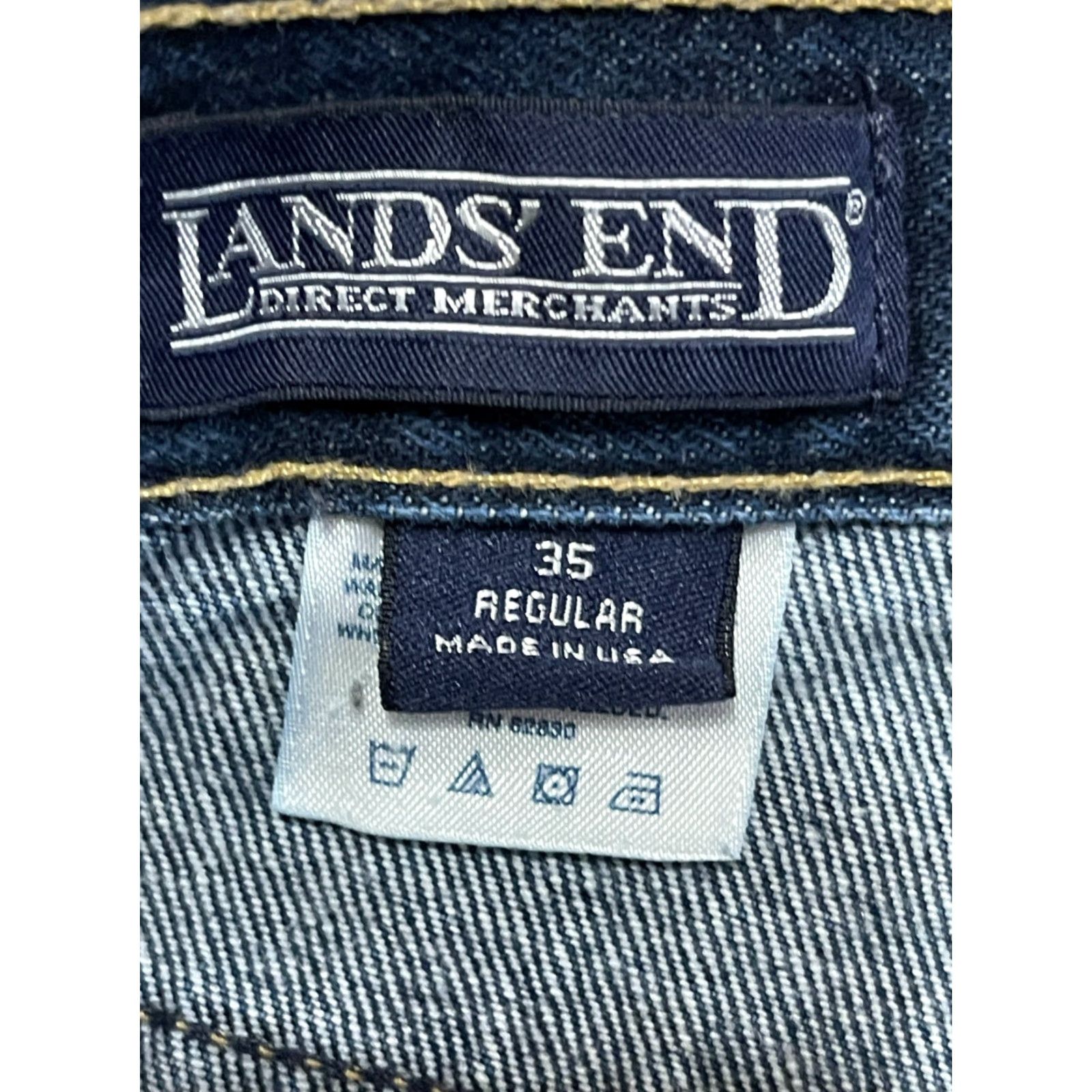 Lands' End Lands' End Jeans Men's 35 Blue Denim Straight Leg Pockets Regular Inseam 30.5 Size US 35 - 7 Thumbnail