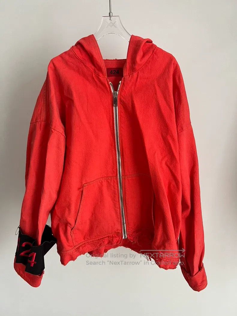424 424 Red armband denim zip-up jacket Size US M / EU 48-50 / 2 - 1 Thumbnail