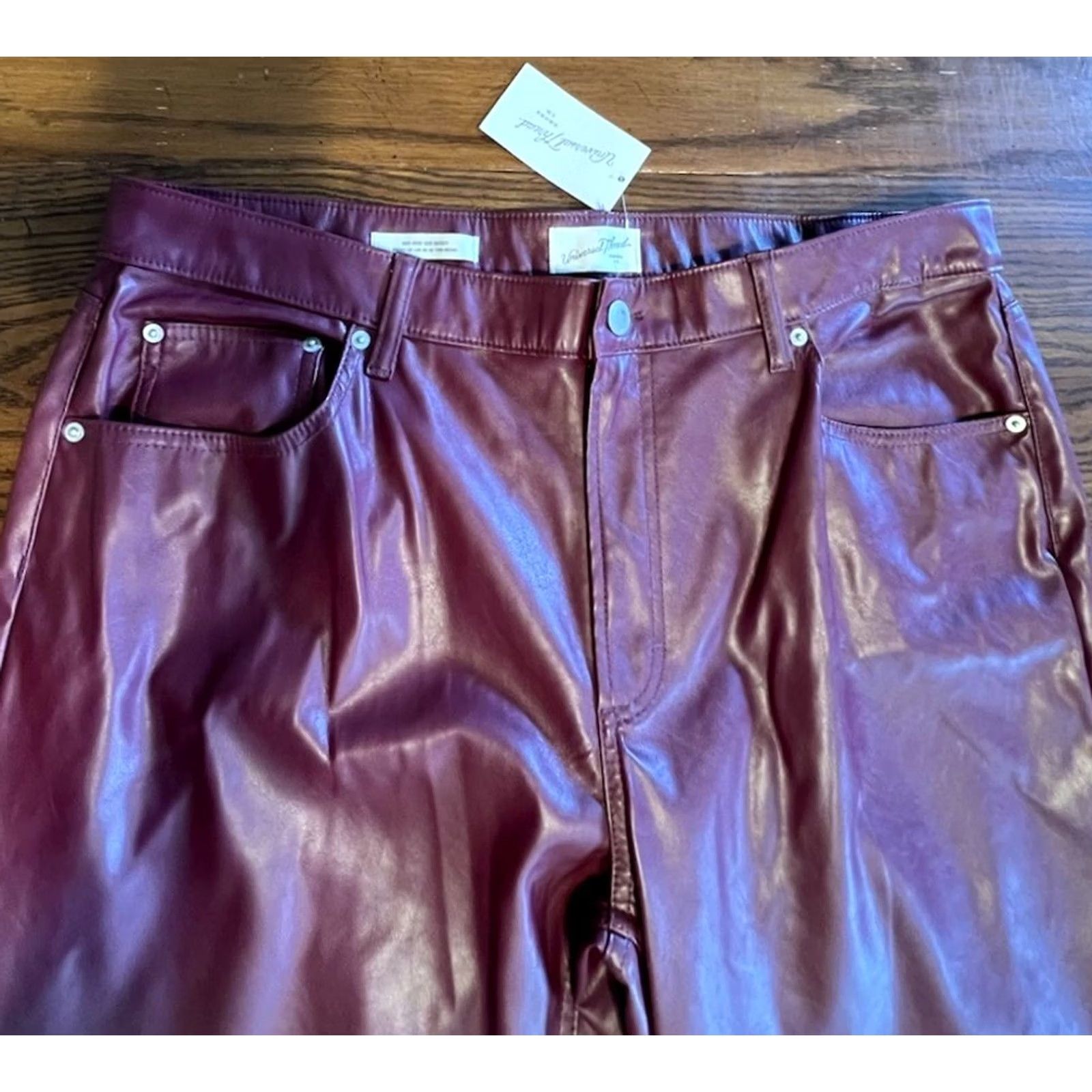 Vintage VINTAGE Universal Thread Womens Mid Rise 90s Faux Leather Pants Magenta 16R NWT Women's Pants Size 38" / US 16 / IT 52 - 2 Thumbnail