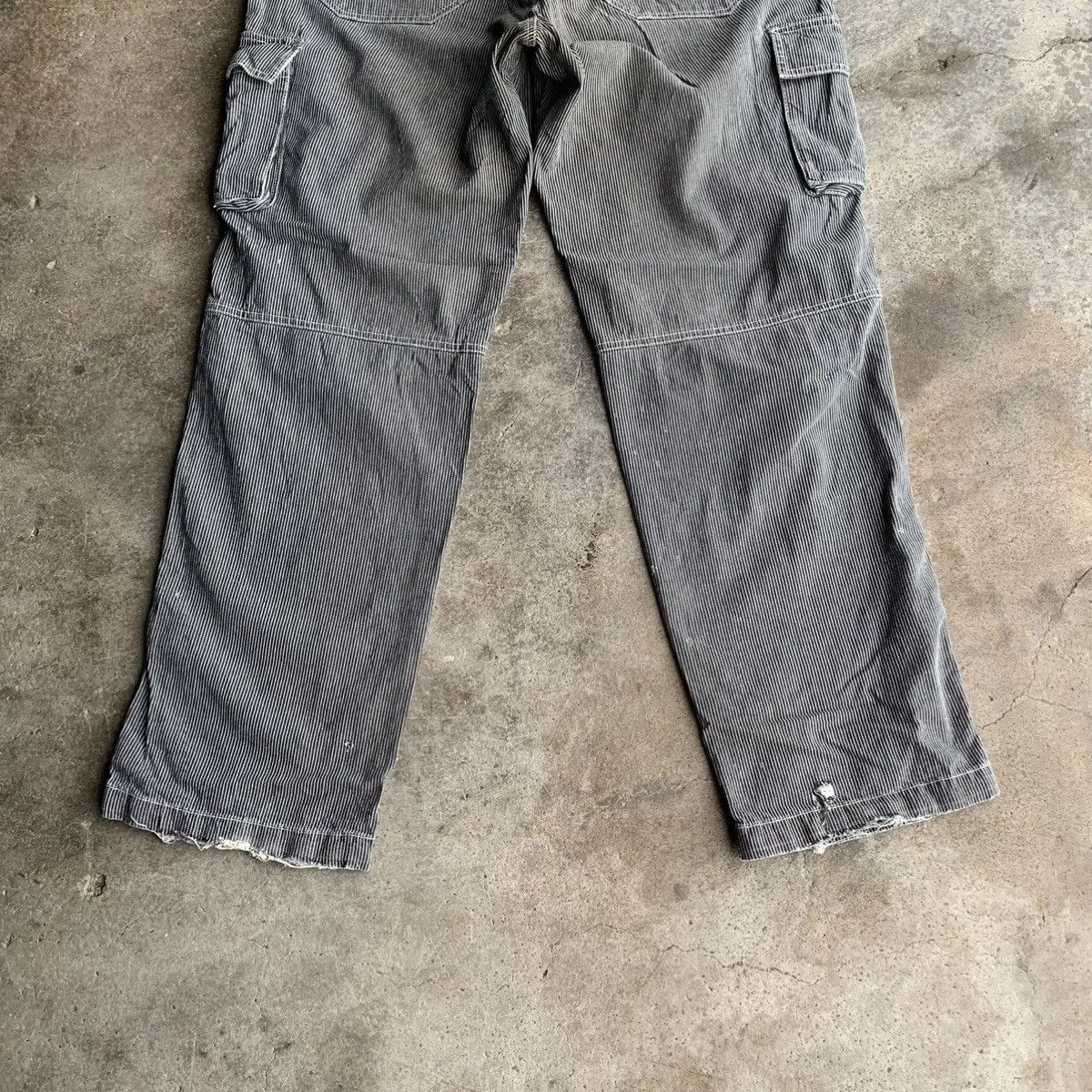 Dogtown × Japanese Brand × OVER THE STRiPES DISTRESSED! JAPANESE Hickory Work Wear Double Knee Pants Size US 34 / EU 50 - 16 Thumbnail