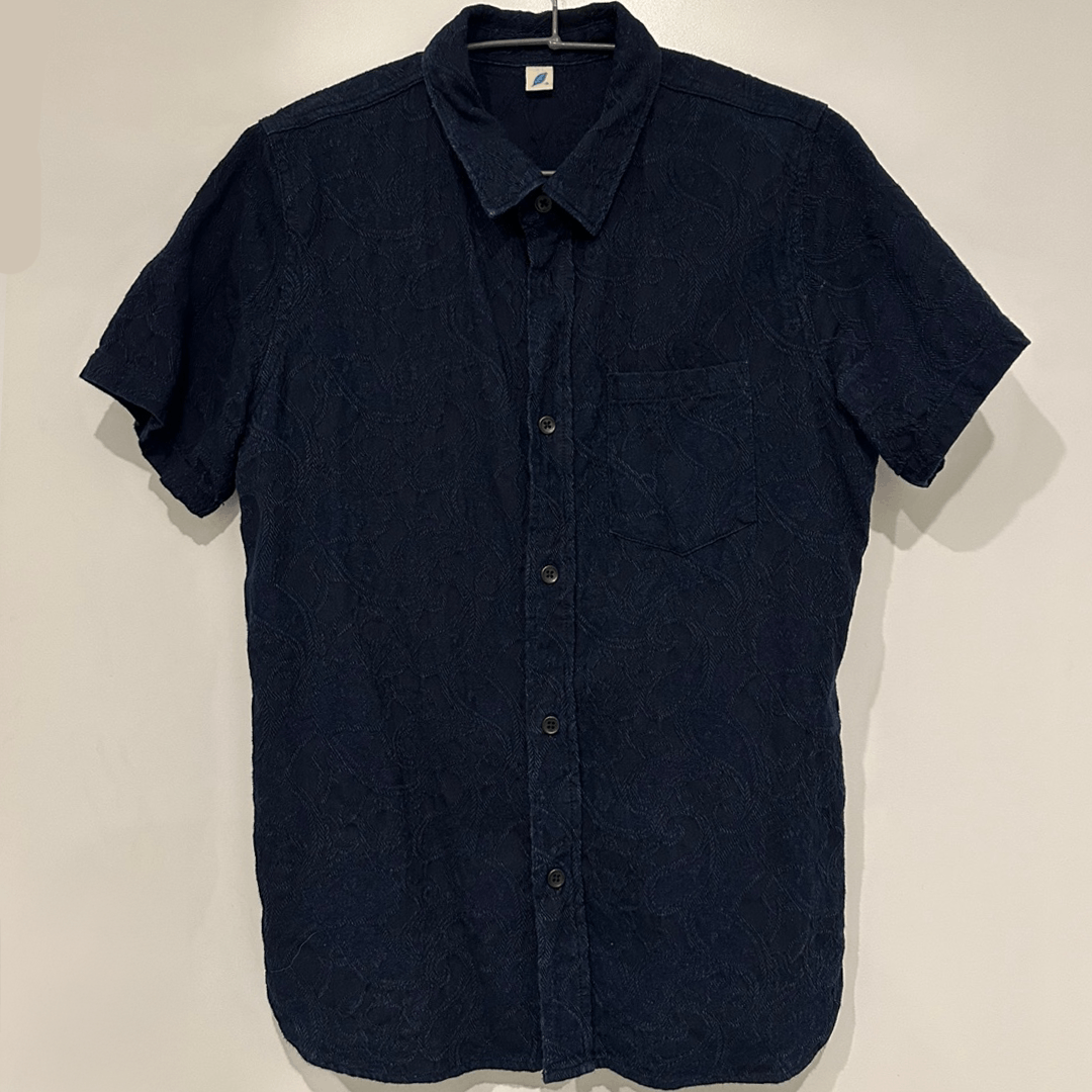 Pure Blue Japan Open Collar Jacquared Paisley S/S Shirt Size US L / EU 52-54 / 3 - 1 Thumbnail