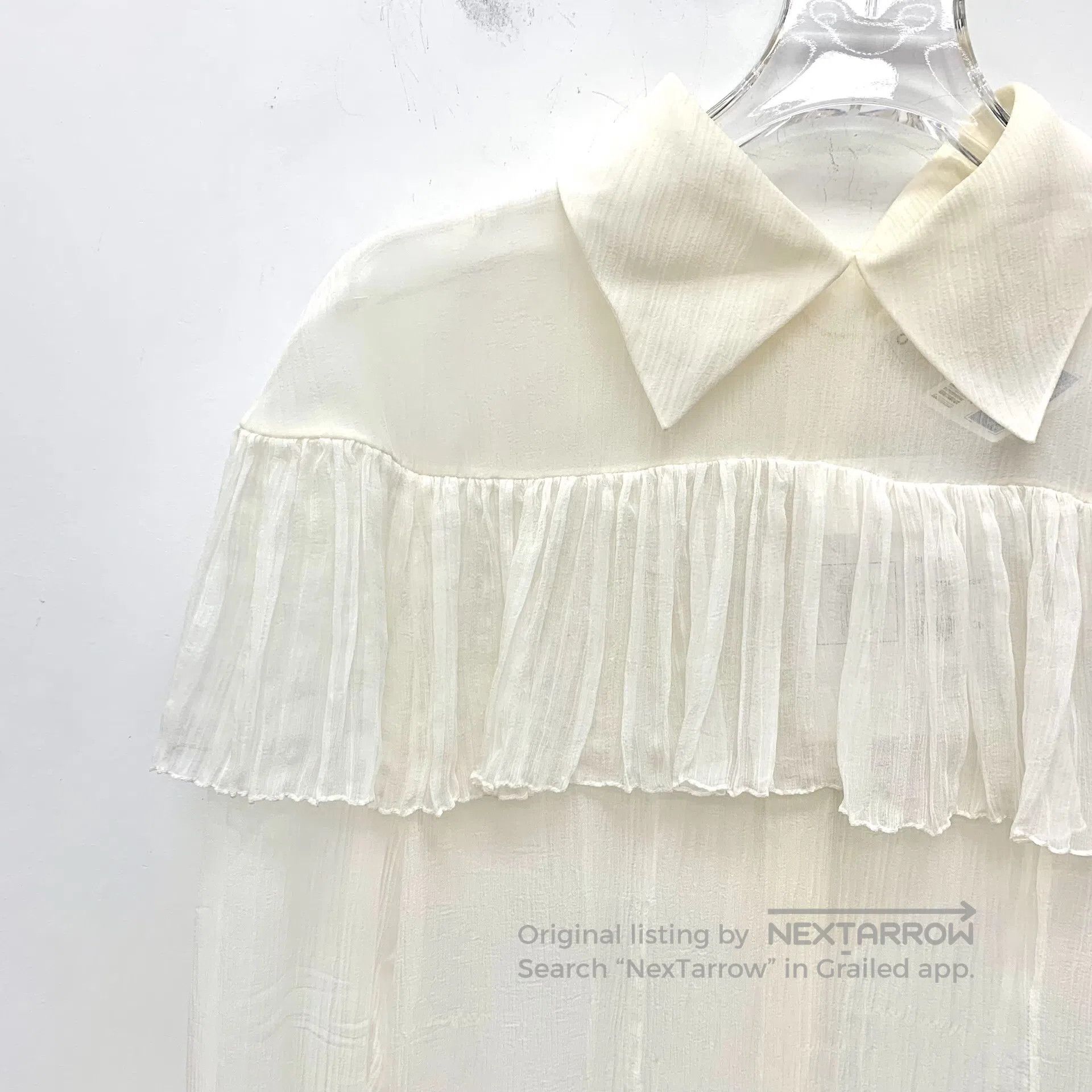 Chanel Chanel Off-white lace ruffle silk collar long-sleeved shir Size XS / US 0-2 / IT 36-38 - 3 Thumbnail