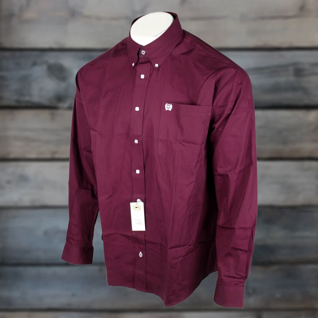 Vintage Cinch Men's Western Button Shirt Solid Long Sleeve M Medium Burgundy MTW1104239 Size US M / EU 48-50 / 2 - 1 Thumbnail