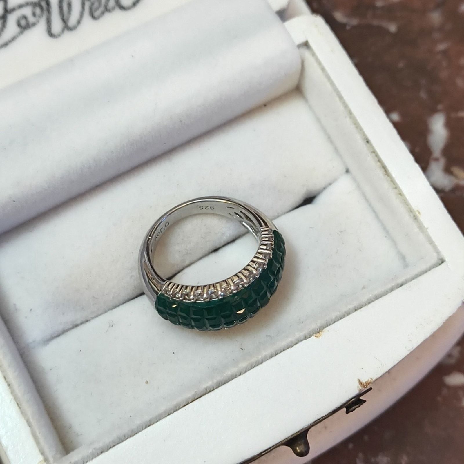 Other D'Joy Sterling Silver Green & Created Diamond Ring - Size 8 Size ONE SIZE - 1 Thumbnail