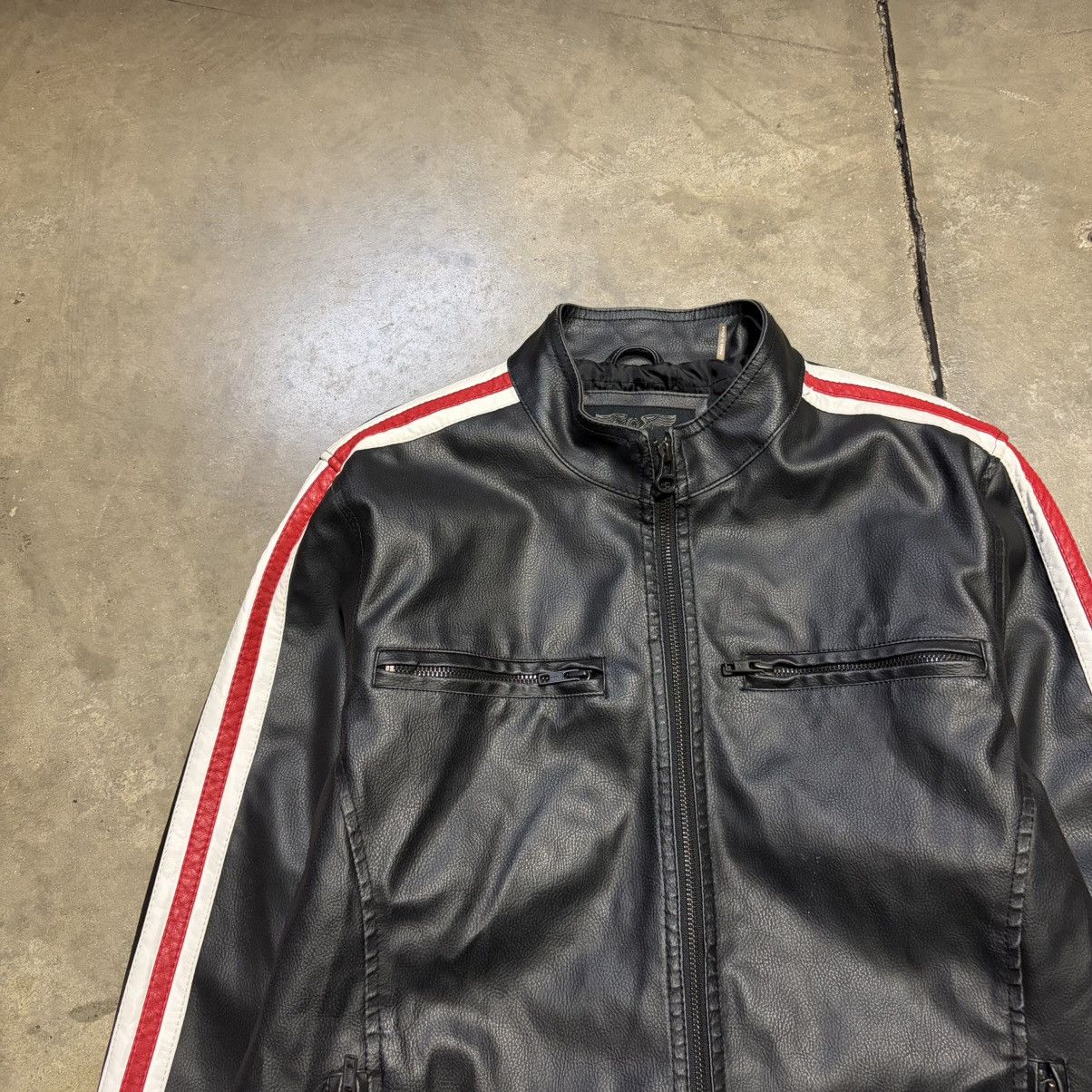 Wilsons Leather Vintage Wilsons Leather Biker Jacket Moto Cafe Racer Striped Size US M / EU 48-50 / 2 - 3 Thumbnail
