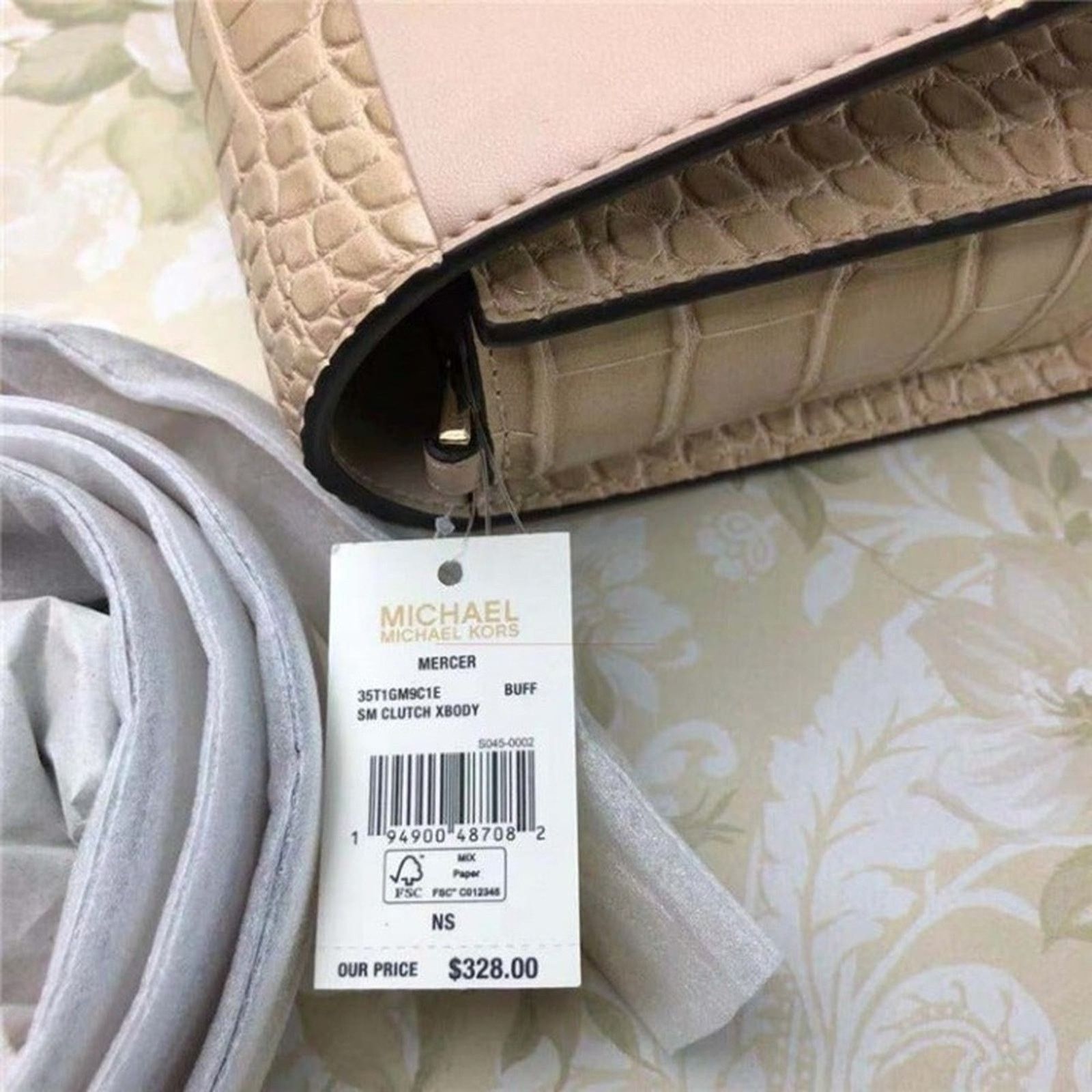 Michael Kors MICHAEL KORS 35T1GM9C1E MERCER SM CROCODILE xBODY IN BUFF Size ONE SIZE - 7 Thumbnail