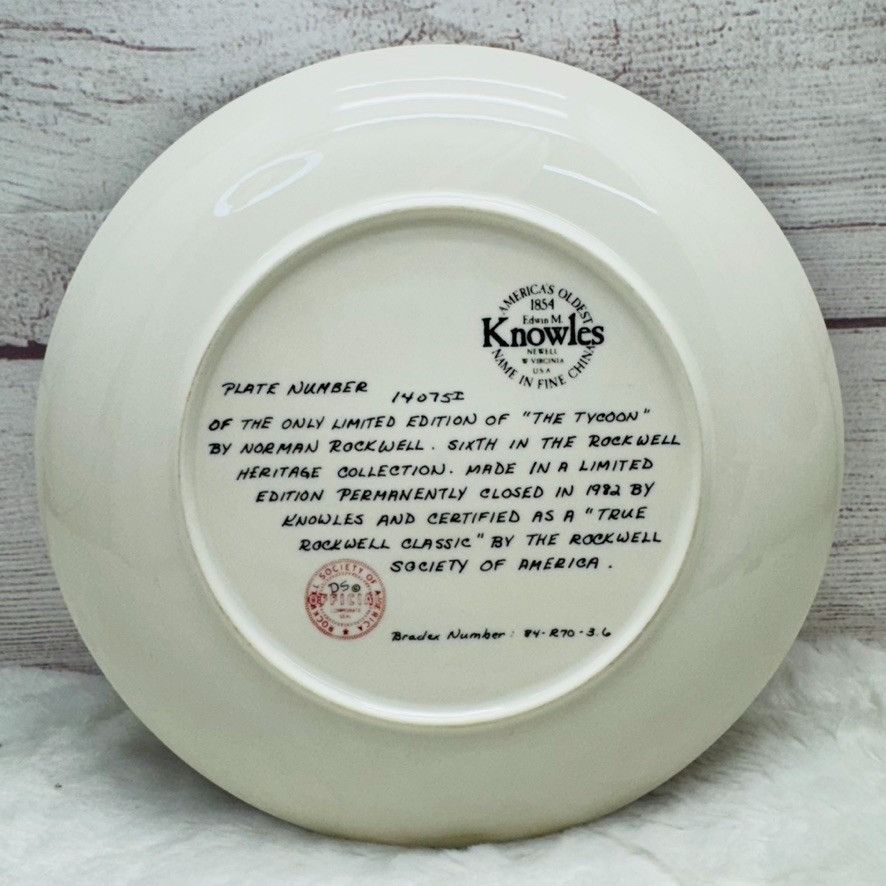 Other NORMAN ROCKWELL "The Tycoon" Plate (1982) 84-R70-3.6 Limited Size ONE SIZE - 2 Thumbnail