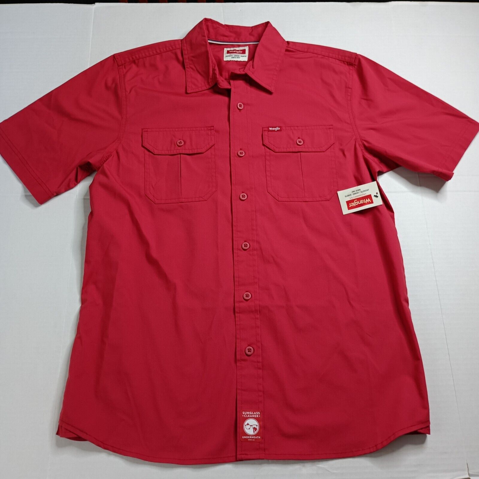 Wrangler Wrangler S/S Twill Button Up Shirt Red Relaxed Fit Size M Size US M / EU 48-50 / 2 - 1 Thumbnail