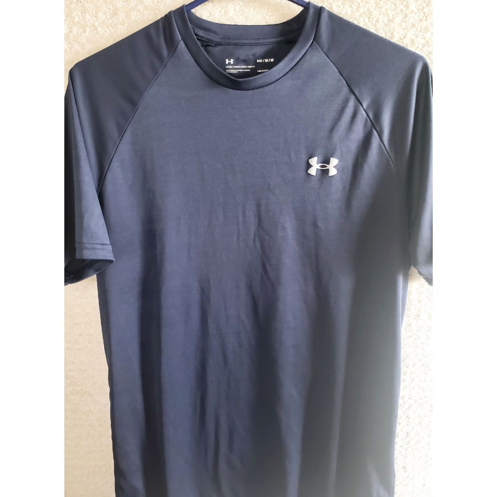 Under Armour UNDER ARMOUR HeatGear T-Shirt Navy Blue Short Sleeve Crew Neck Mens M Loose Fit Polyester Spandex UA Logo Basic Tee Men Size US M / EU 48-50 / 2 - 2 Thumbnail