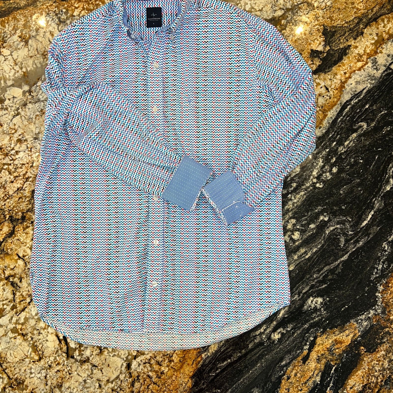 Tailorbyrd TailorBryd Chevron Print W/Contrasting Cuff Button Shirt -L Size US L / EU 52-54 / 3 - 4 Thumbnail