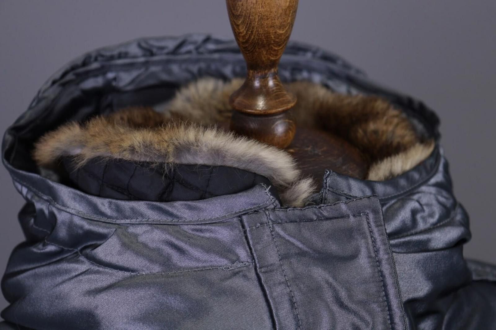 Designer Peuterey Gray Full Zip Faux Fur Belted Hooded Jacket Size L Size 3XL / US 20-22 - 7 Thumbnail