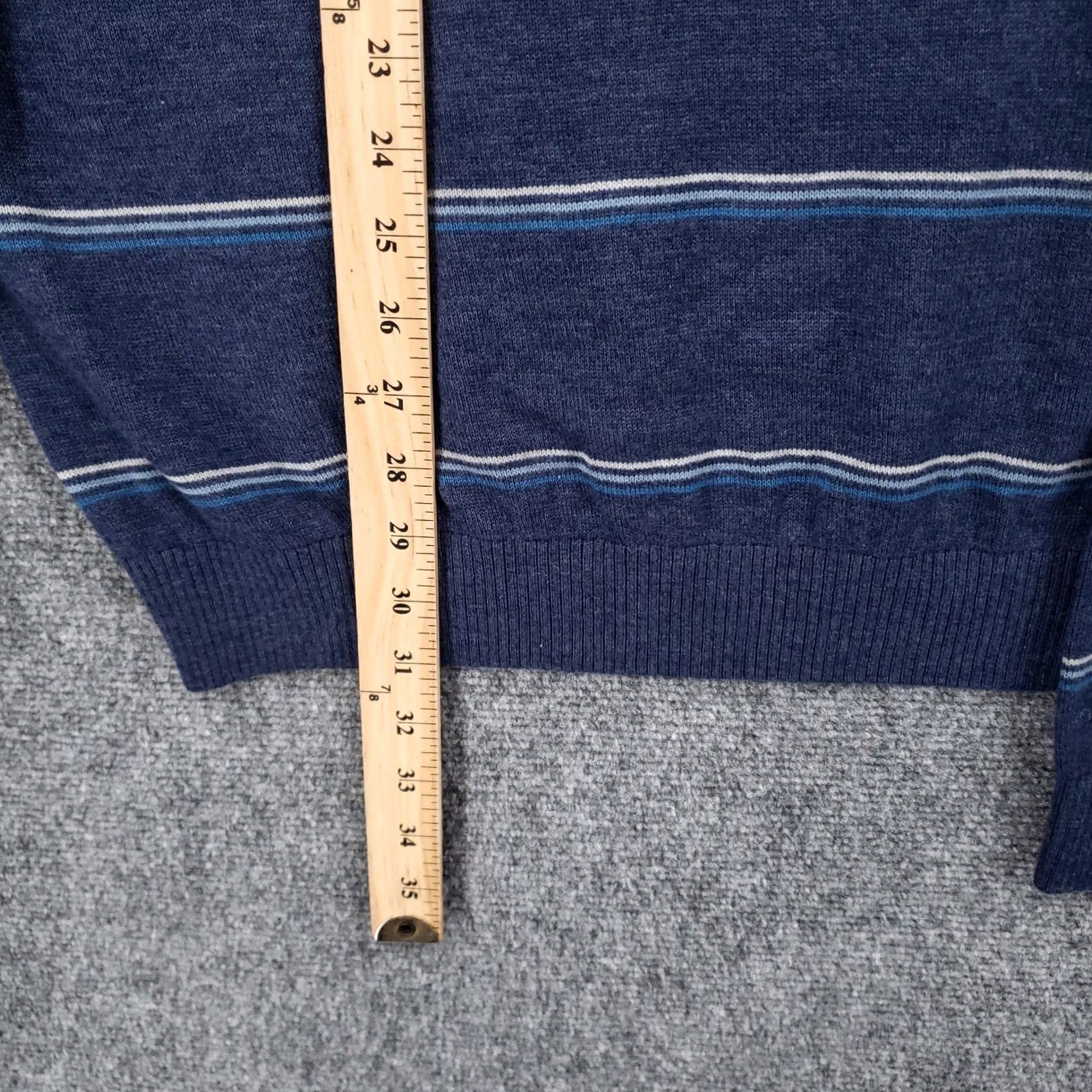 Van Heusen Van Heusen Sweater Mens 2XL Blue V-Neck Pullover Striped Knit Regular All Seasons Size US XXL / EU 58 / 5 - 5 Thumbnail