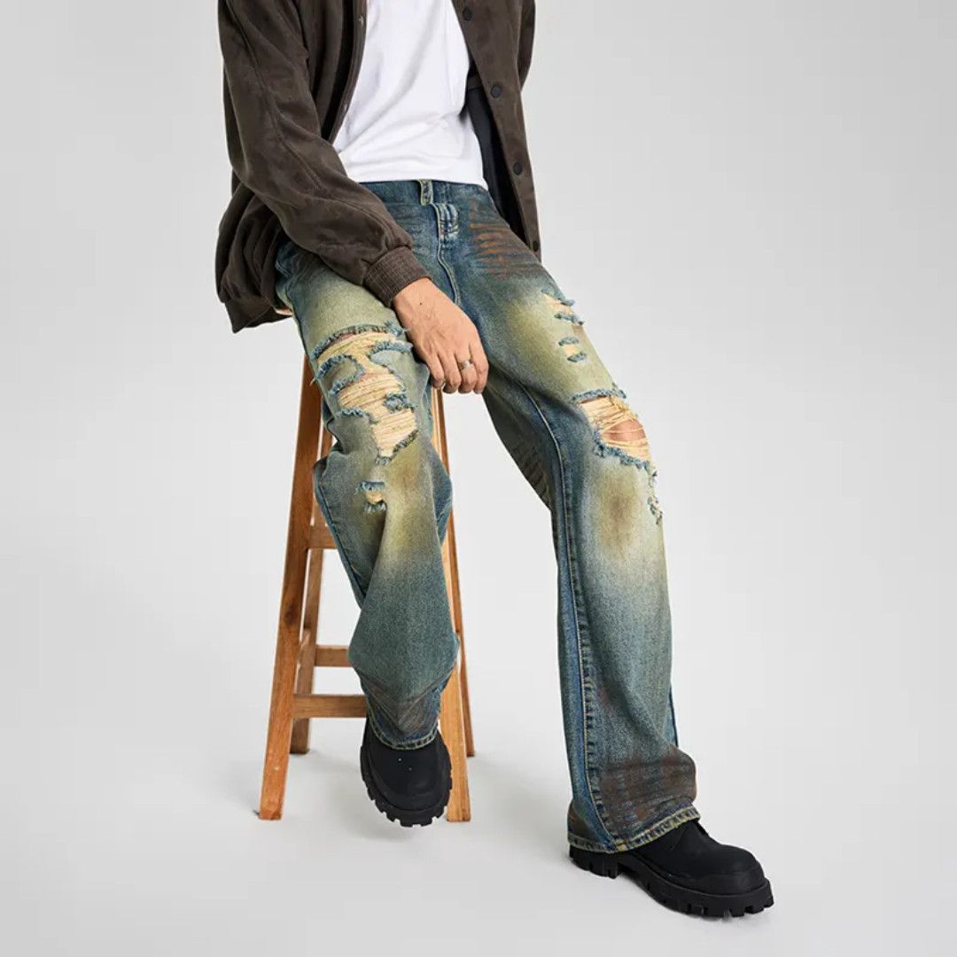 Japanese Brand High street vintage ripped jeans straight leg Size US 29 - 2 Thumbnail