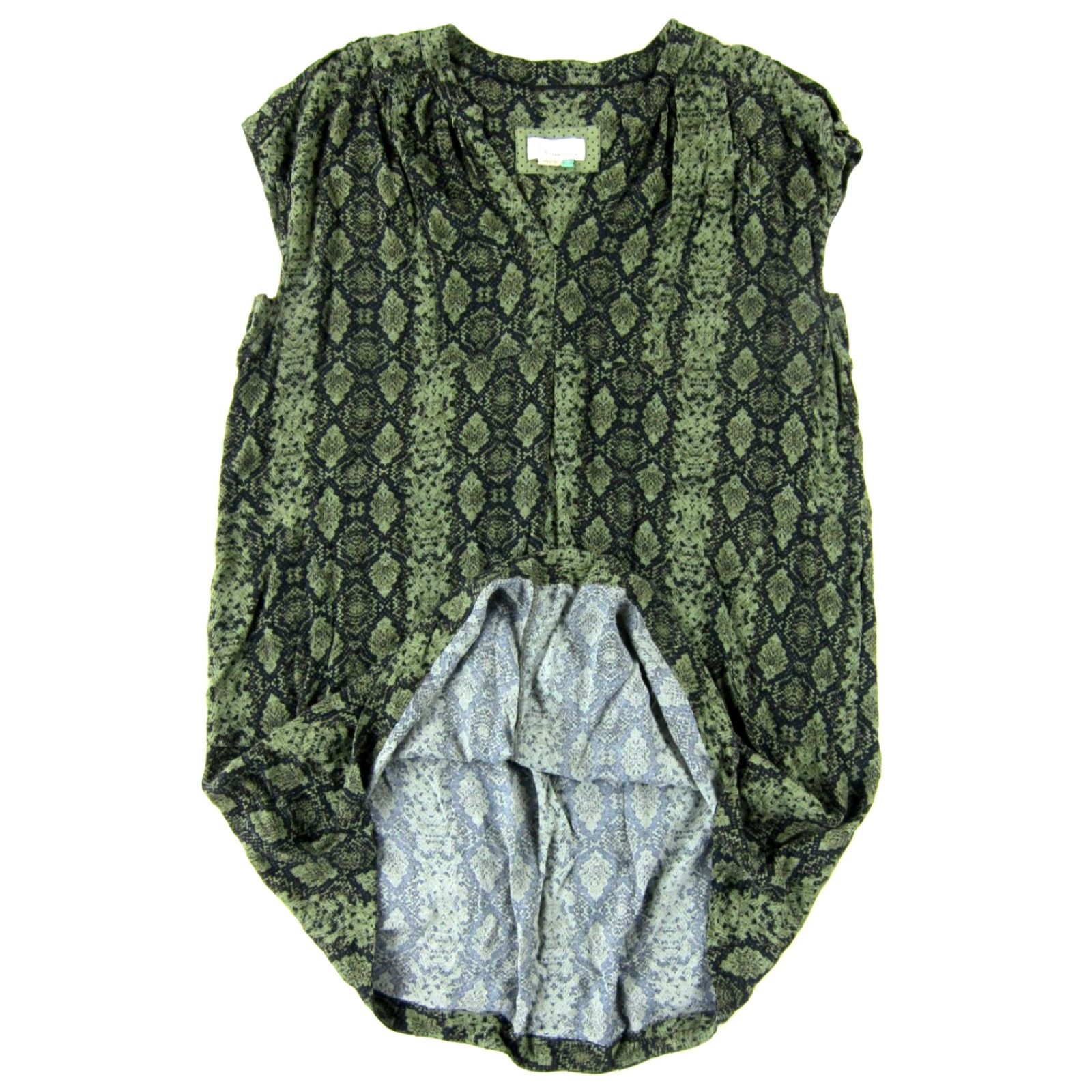 Anthropologie By Anthropologie Green Black Snake Short Sleeve Pocket Tunic Smock Dress 2X Size XXL / US 16-18 / IT 52-54 - 5 Thumbnail