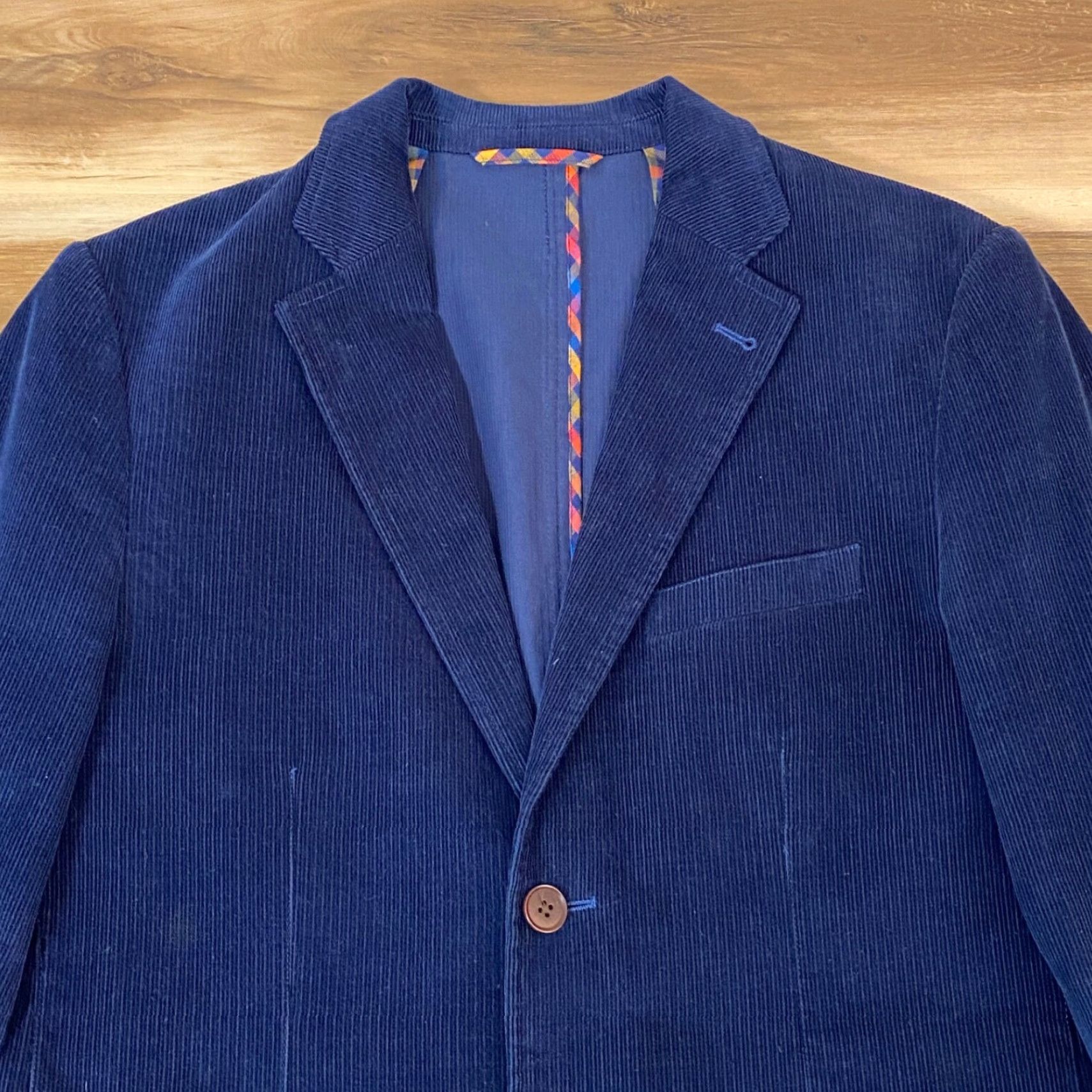 Charles Tyrwhitt Charles Tyrwhitt Blazer Mens 38R Corduroy Blue 2 Button Single-Breasted Classic Fit Coat Jacket Size 38R - 2 Thumbnail