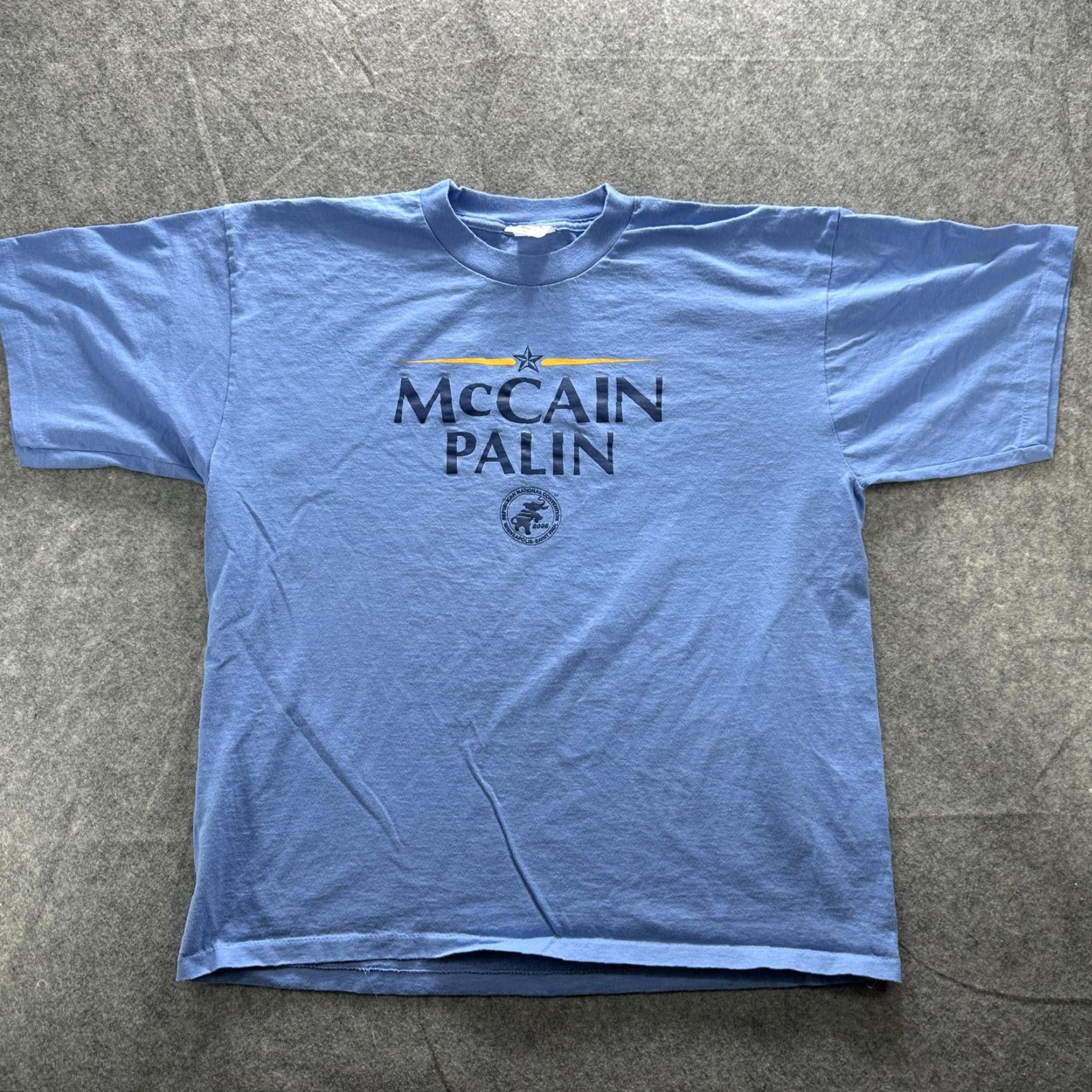 Vintage VINTAGE McCain Palin Shirt Mens XL Blue Republican Convention 2008 Campaign Crew Neck Short Sleeve Graphic Print T-Shirt Mens XL Blue Size US XL / EU 56 / 4 - 2 Thumbnail