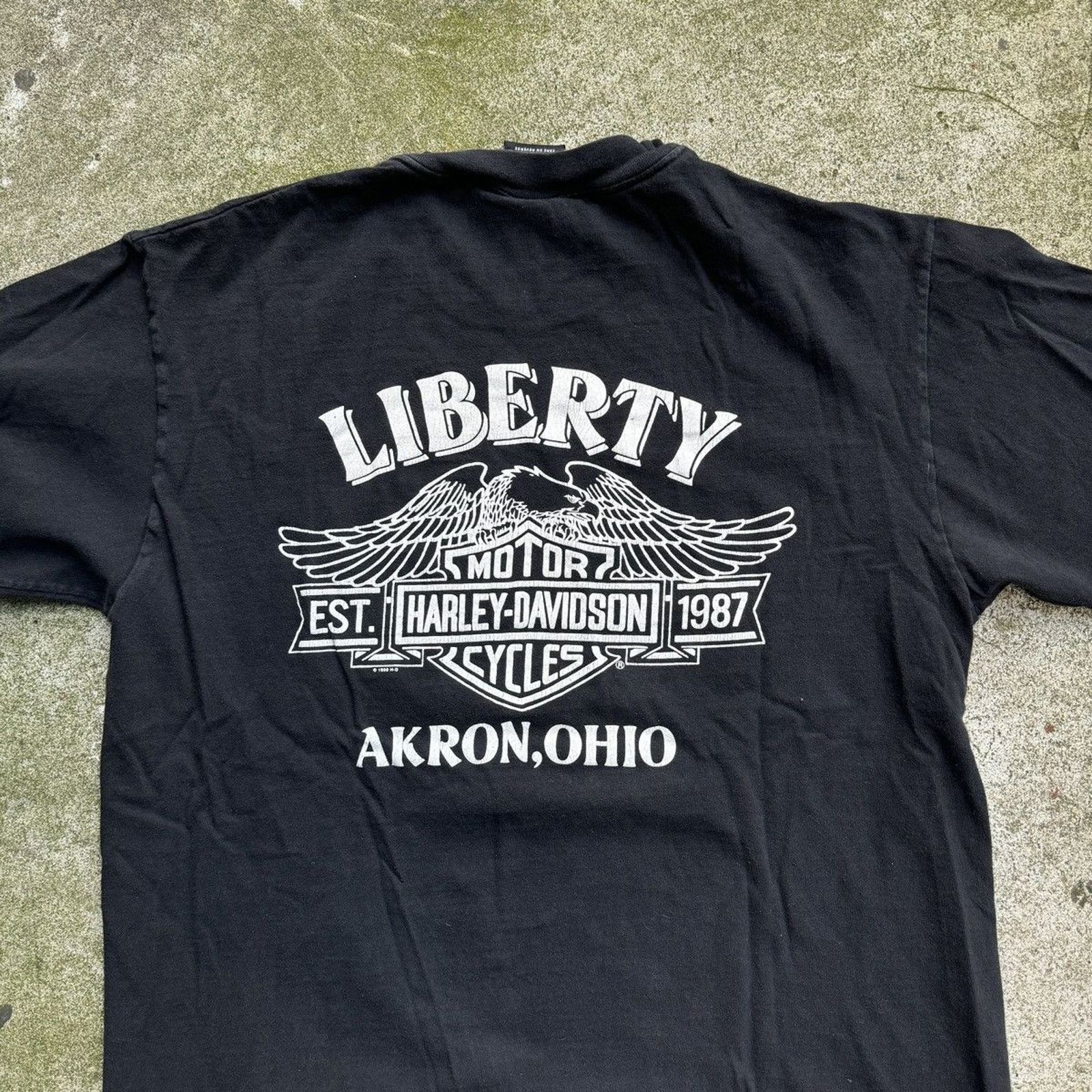 Harley Davidson 90s Harley Davidson Akron Ohio Big Logo Tee Size US L / EU 52-54 / 3 - 5 Thumbnail