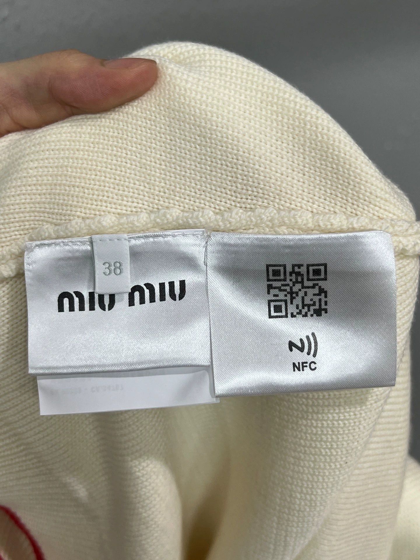 Miu Miu Miu Miu Cream Intarsia Ribbon Logo Cashmere Skirt Size ONE SIZE - 4 Thumbnail