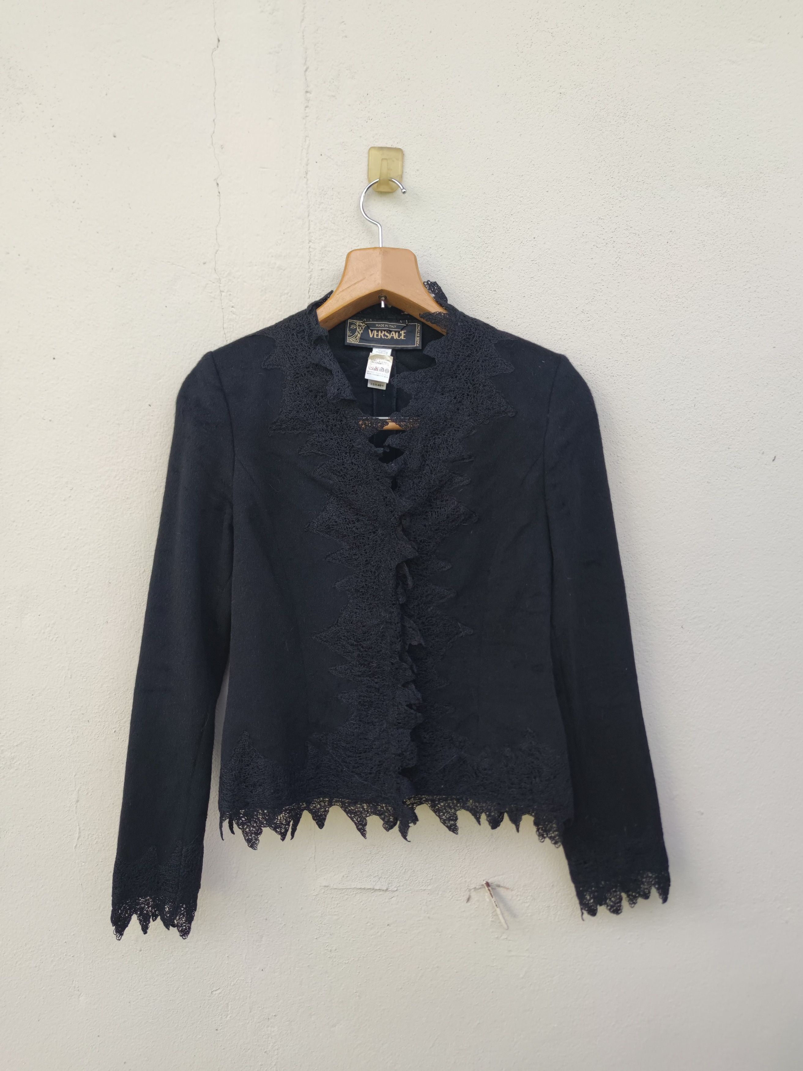 Versace Versace Black Wool Laces Blazer Made in Italy Size M / US 6-8 / IT 42-44 - 3 Thumbnail