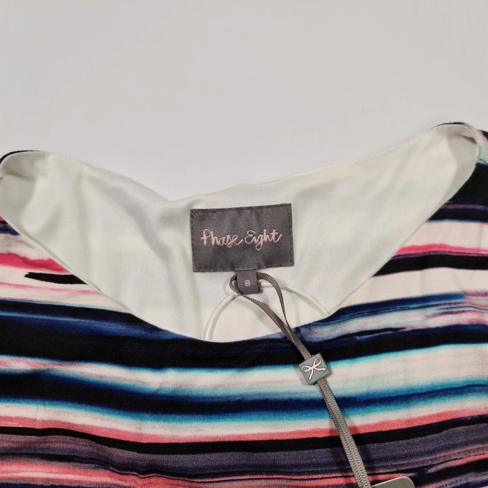 Vintage Phase Eight Womens Dress Maxi Sleeveless Purple Stripe Tie Belt Round Neck 8 UK Multicoloured Jersey Long Dress to Impress Size M / US 6-8 / IT 42-44 - 4 Thumbnail
