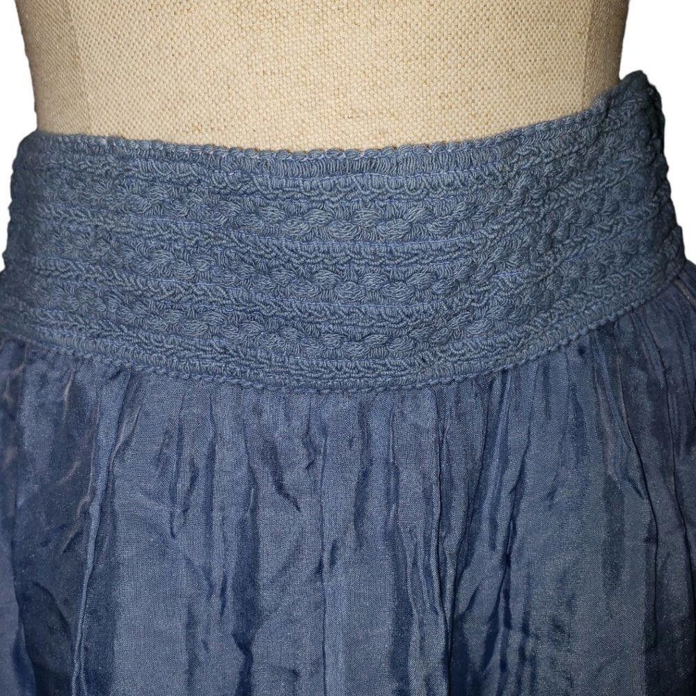 Designer CT328 Ladies 100% Blue Italian Silk Lined Maxi Skirt 28" Size 30" / US 8 / IT 44 - 4 Thumbnail
