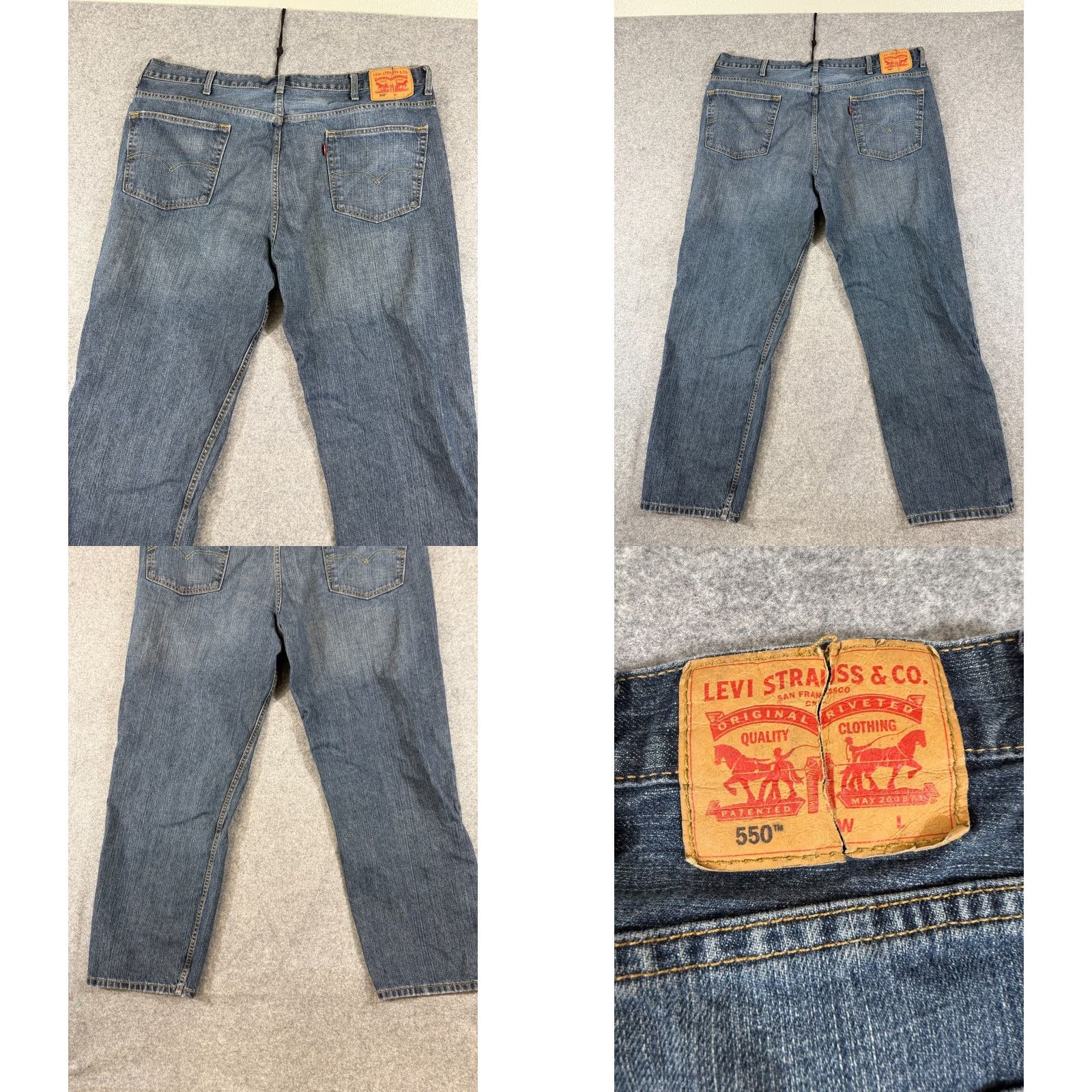 Levi's Levi’s 550 Jeans Mens 44X32 Blue Denim Whisker Wash Straight Leg Pockets 90s Retro Size US 44 / EU 60 - 8 Thumbnail