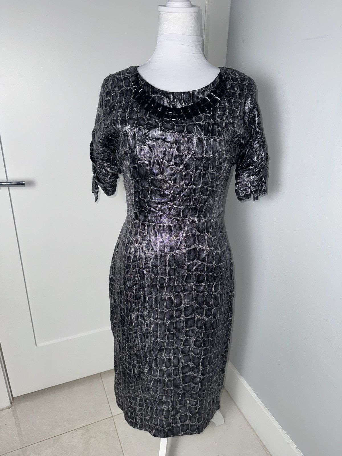 Blumarine Blumarine Delilah Metallic Embossed Cocktail Dress/ Size 4 Size M / US 6-8 / IT 42-44 - 2 Thumbnail